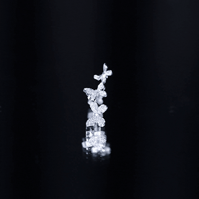 Diamond Butterfly Crawler Earring for Helix Piercing