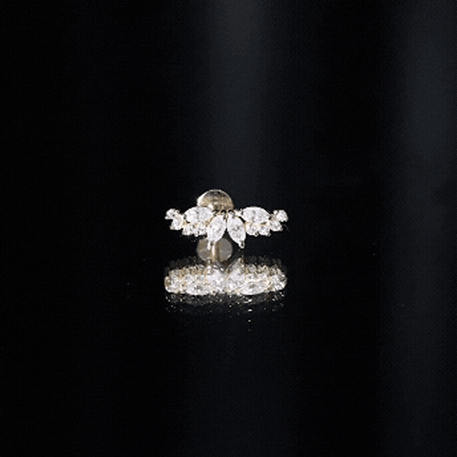 Unique Diamond Crawler Earring for Cartilage Piercing