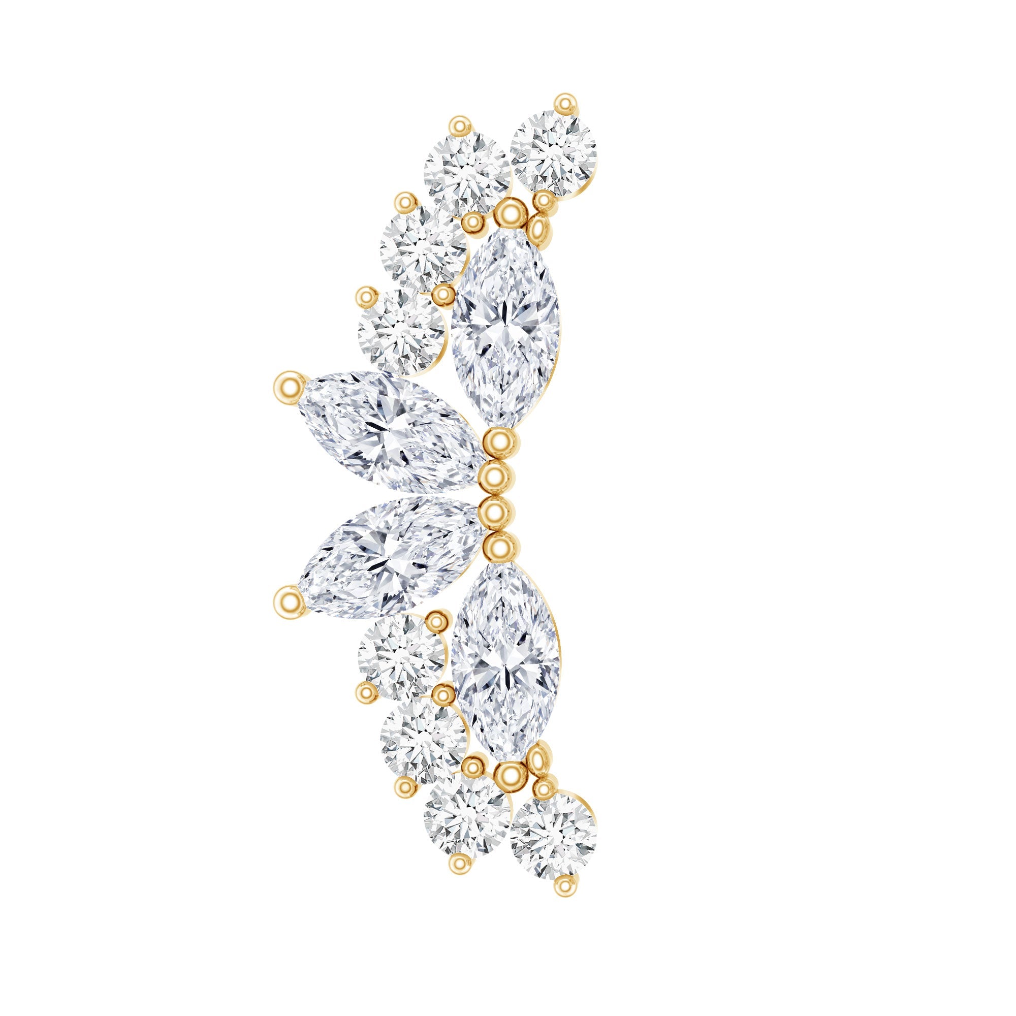 Unique Diamond Crawler Earring for Cartilage Piercing