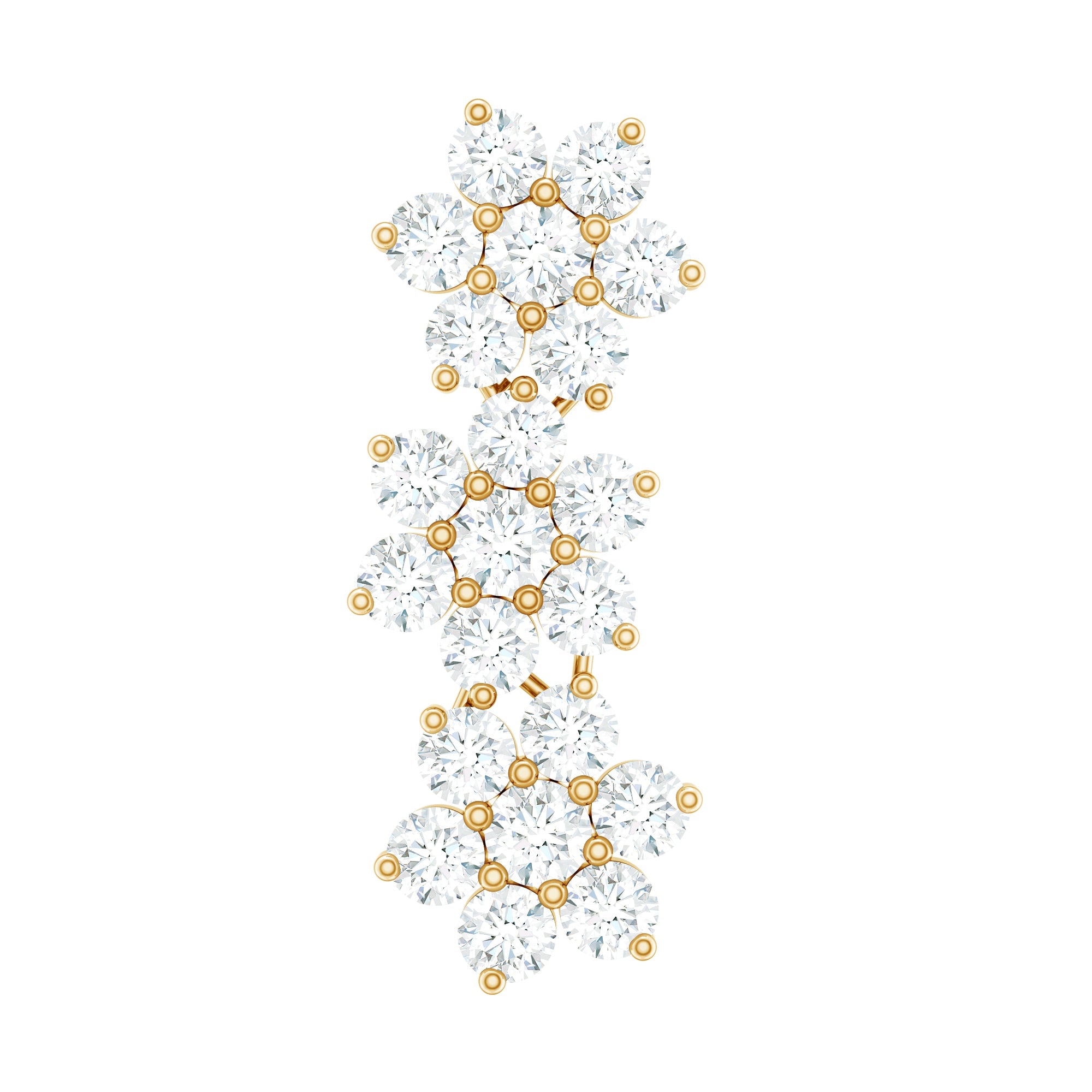 Diamond Three Flower Crawler Earring for Helix Piercing