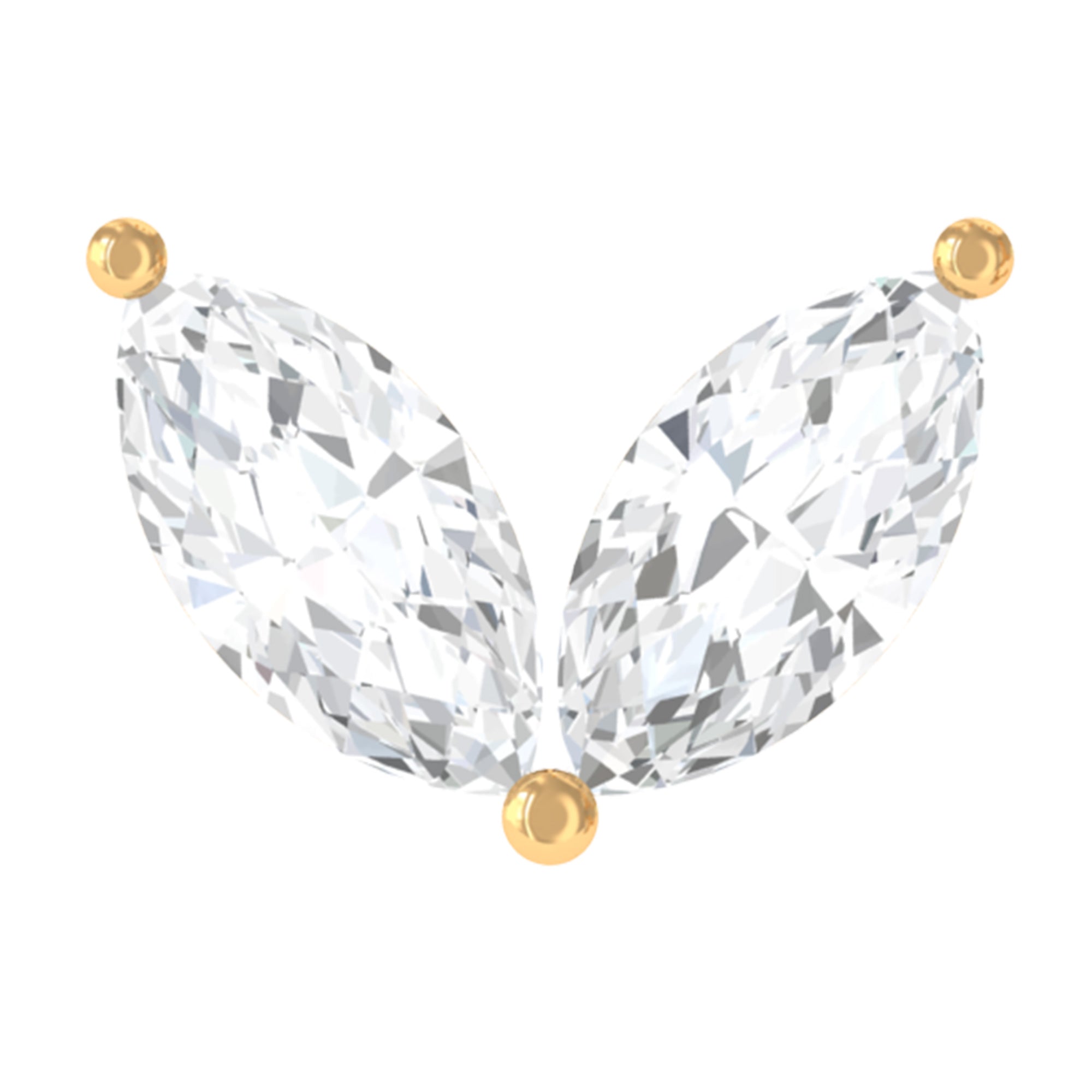 Marquise Diamond Two Stone Earring for Tragus Piercing