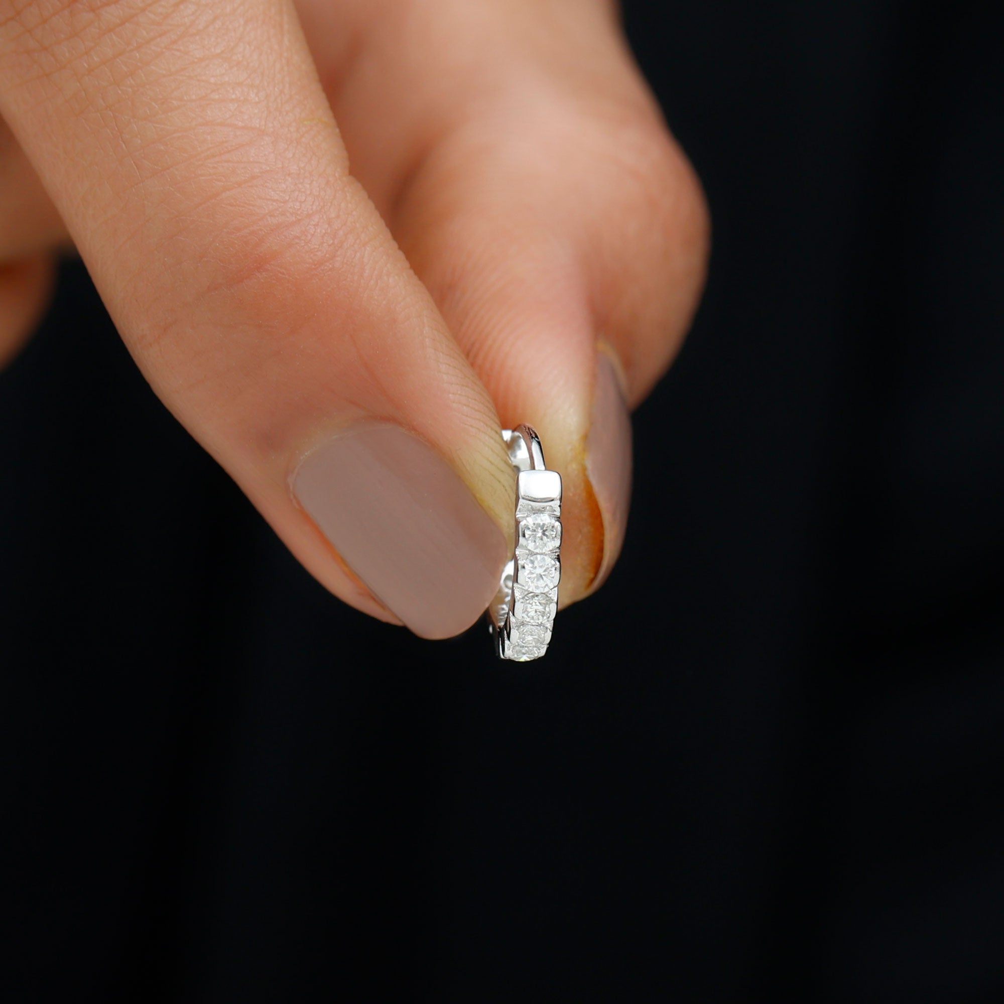 Certified Diamond Helix Huggie Hoop Earring