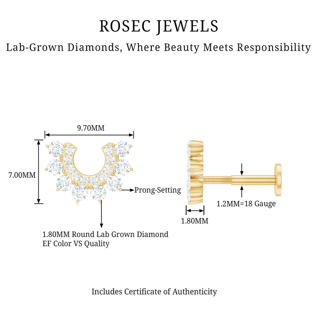 Real Diamond Horseshoe Earring for Helix Piercing