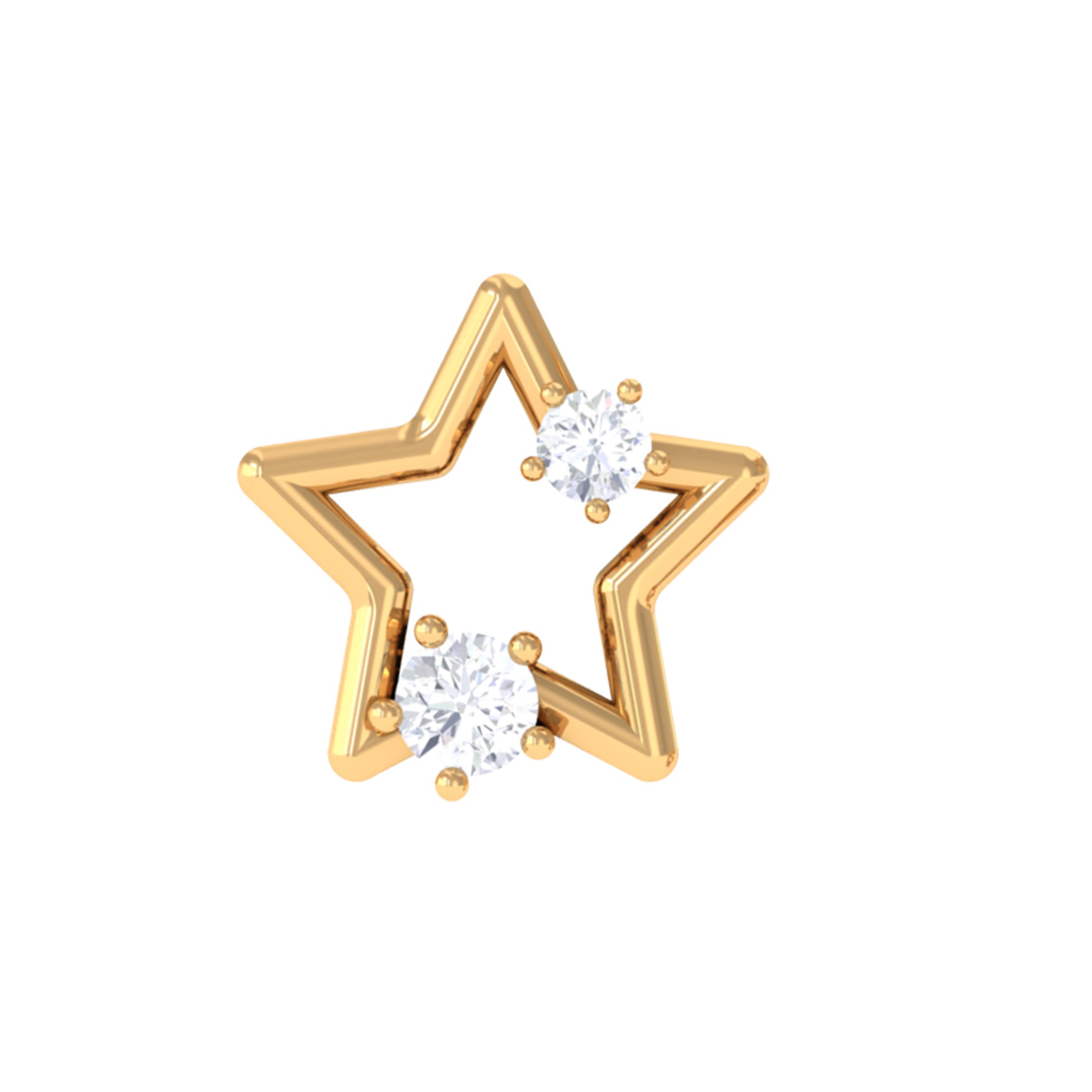 Certified Diamond Star Earring for Upper Lobe Piercing