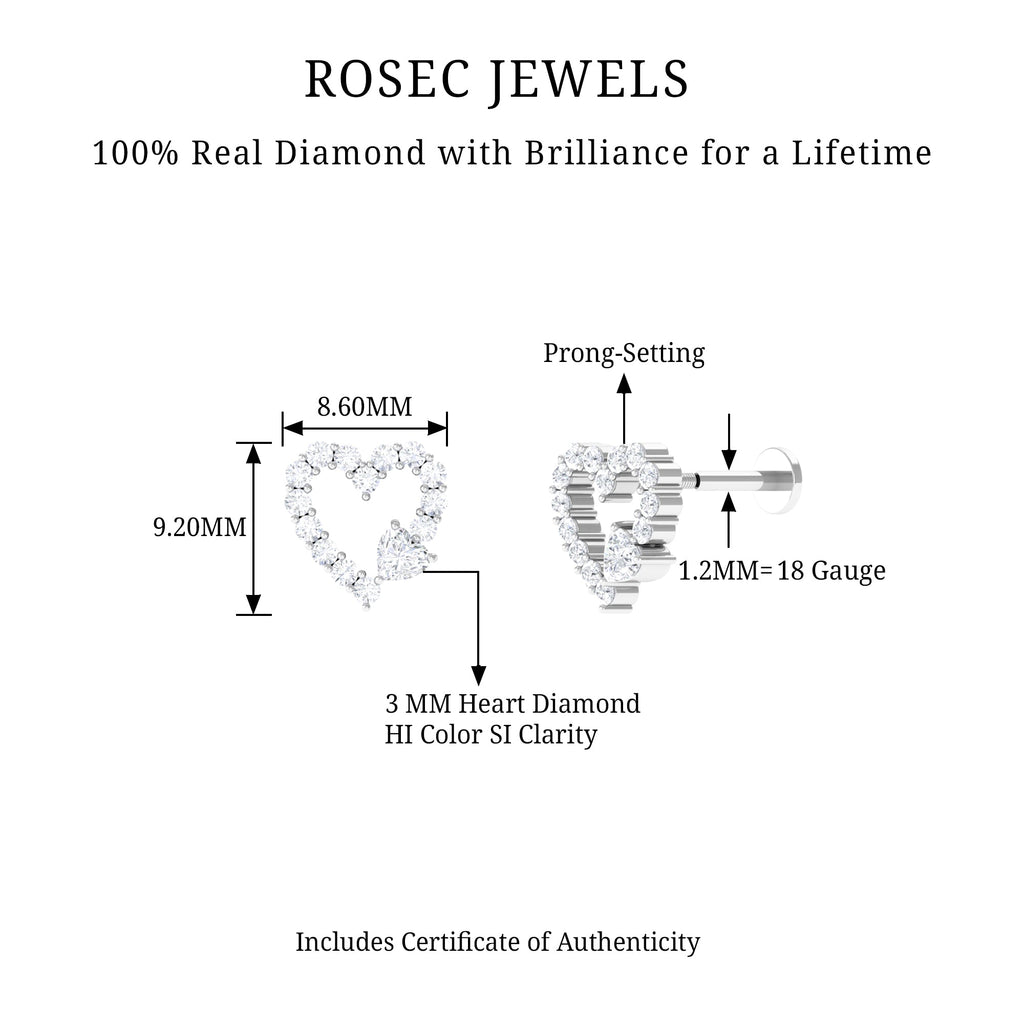 Diamond Heart Shape Cartilage Earring