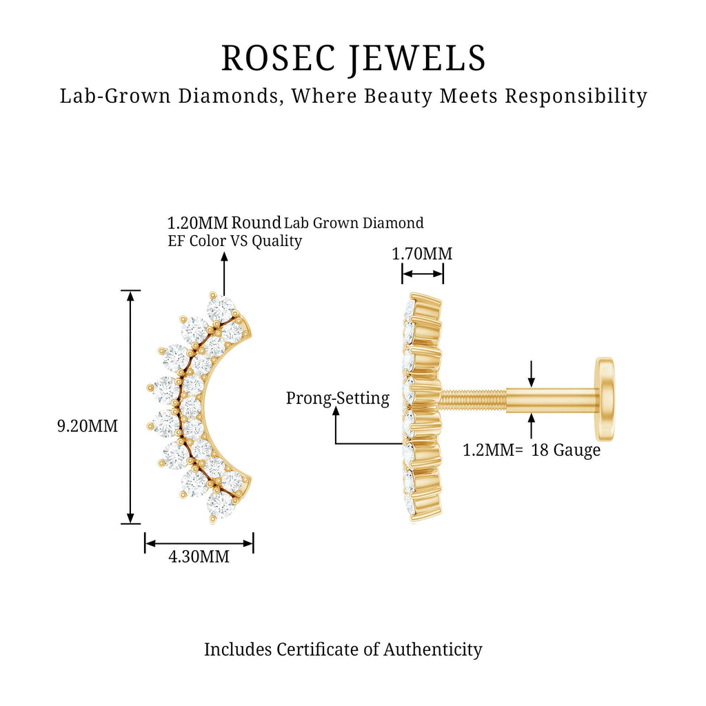 Certified Diamond Curved Cartilage Earring