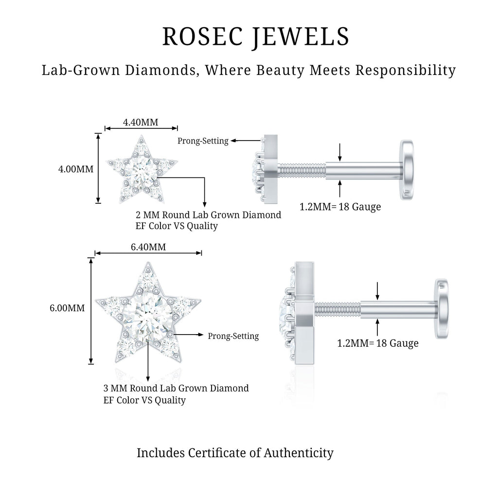 Minimalist Diamond Star Earring for Tragus Piercing