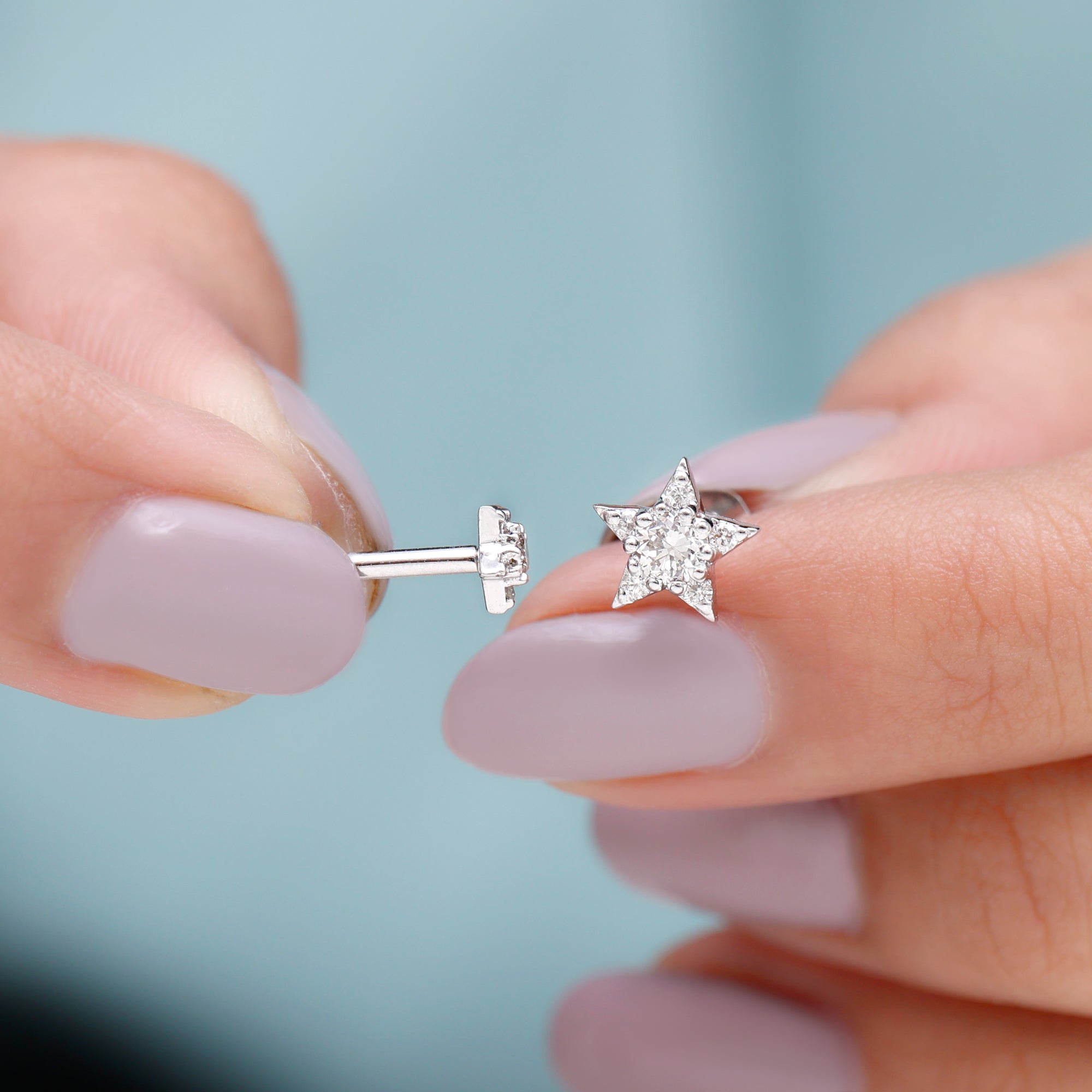 Minimalist Diamond Star Earring for Tragus Piercing