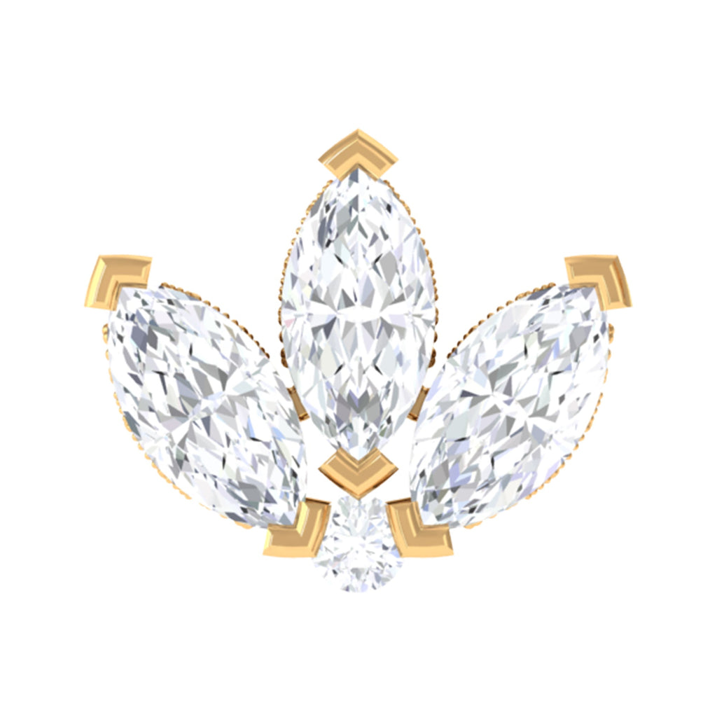 Marquise Diamond Lotus Flower Earring for Helix Piercing