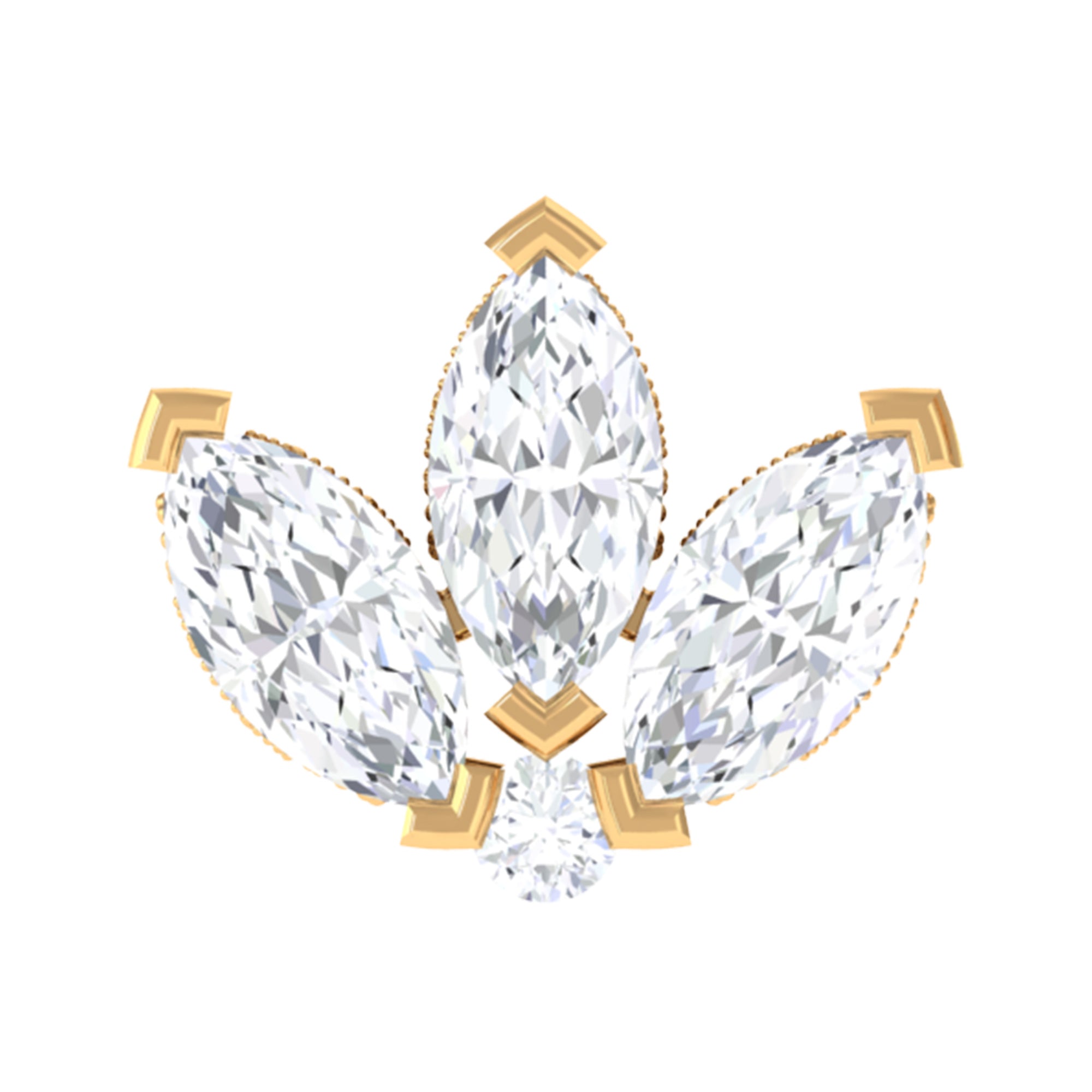 Marquise Diamond Lotus Flower Earring for Helix Piercing