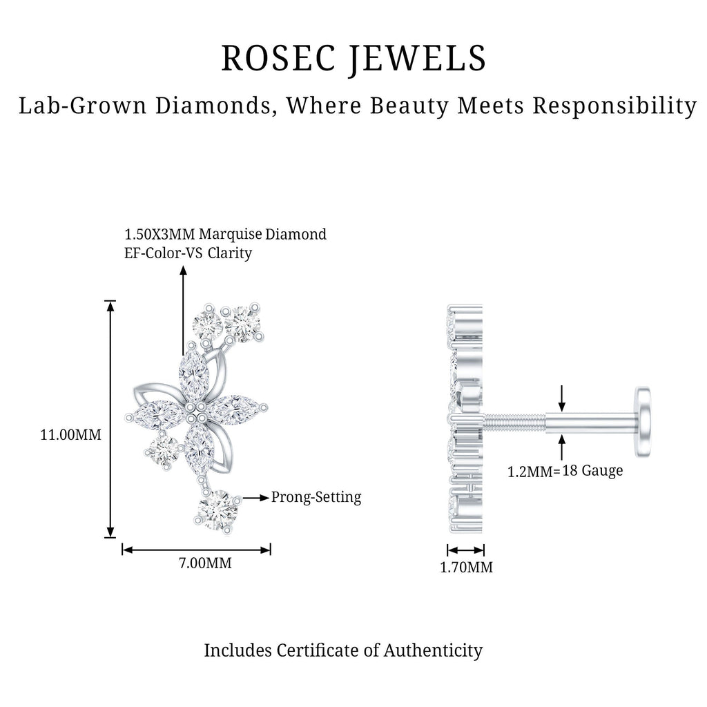 Diamond Flower Crawler Earring