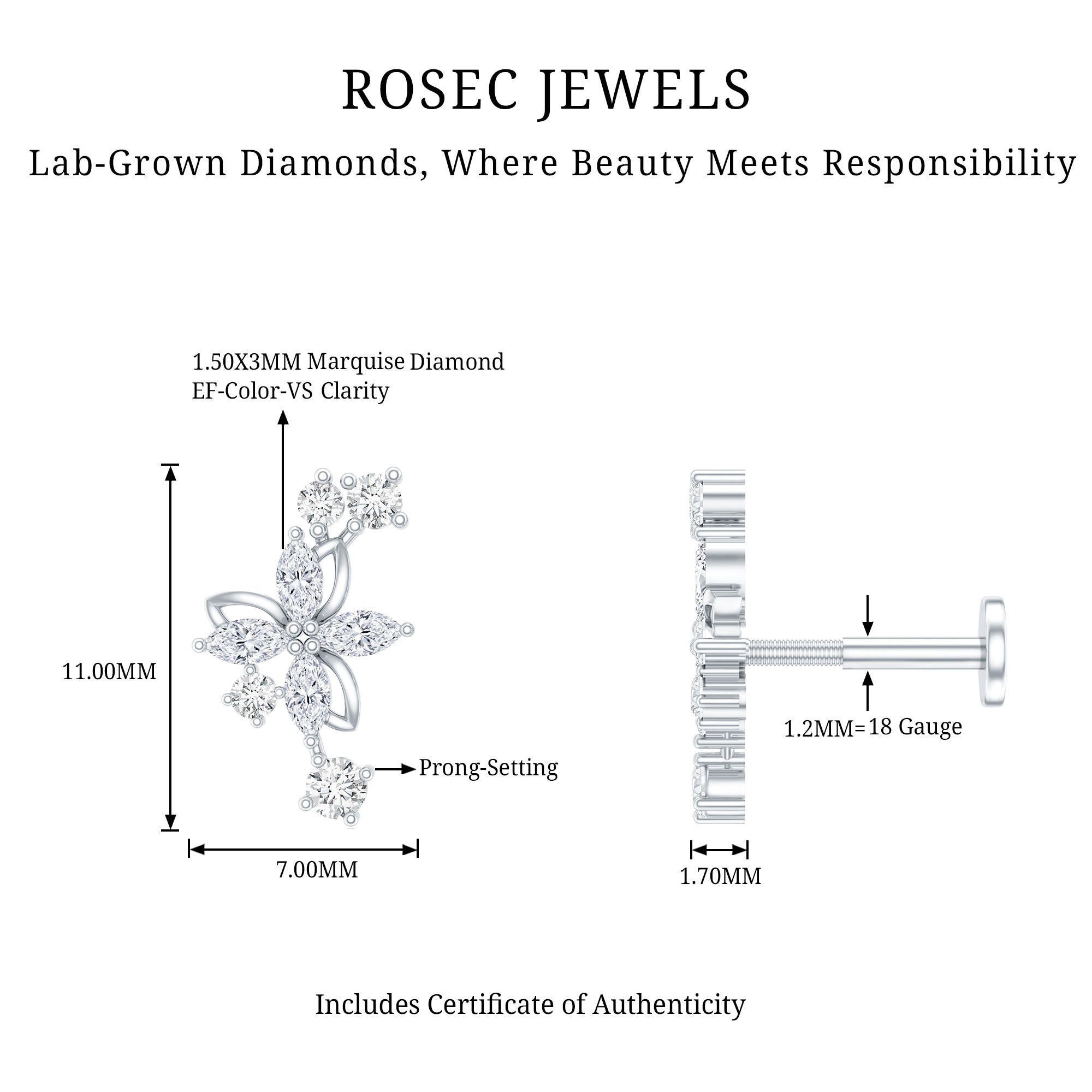 Diamond Flower Crawler Earring