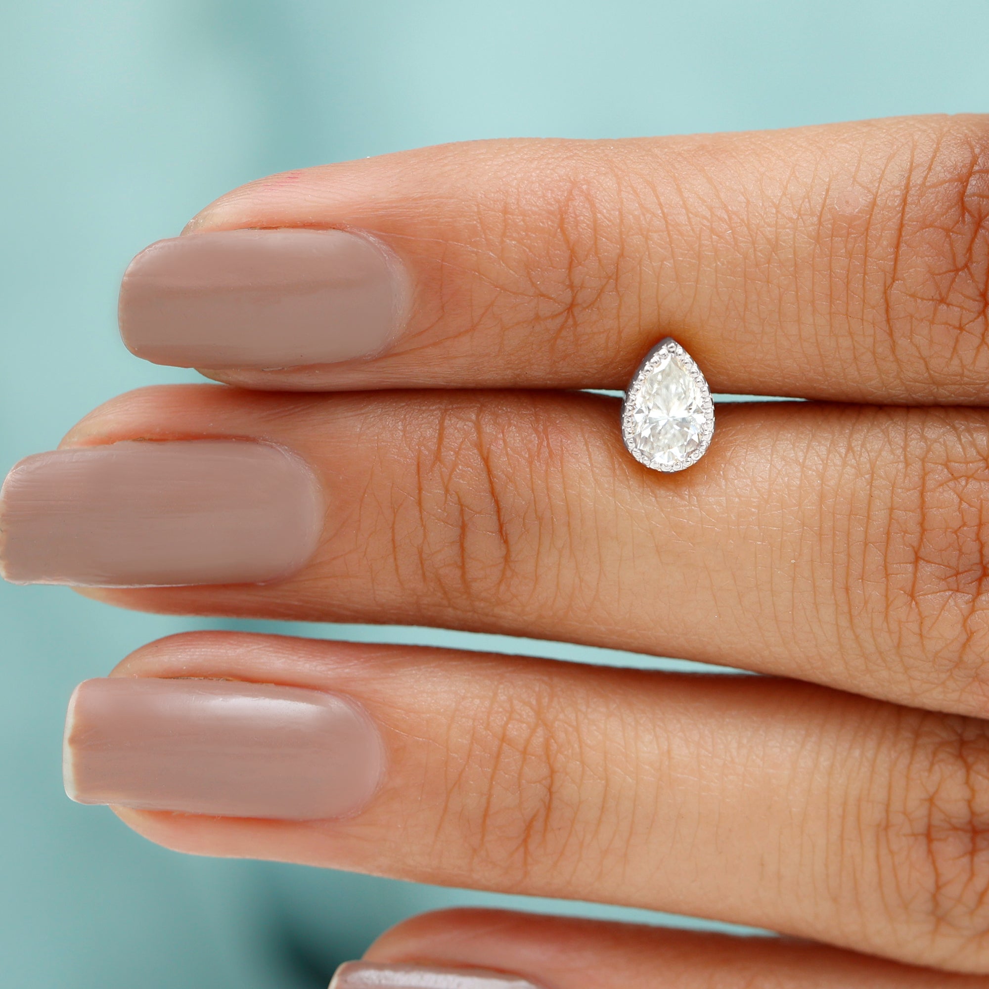 Solitaire Diamond Teardrop Stud Earring for Helix Piercing
