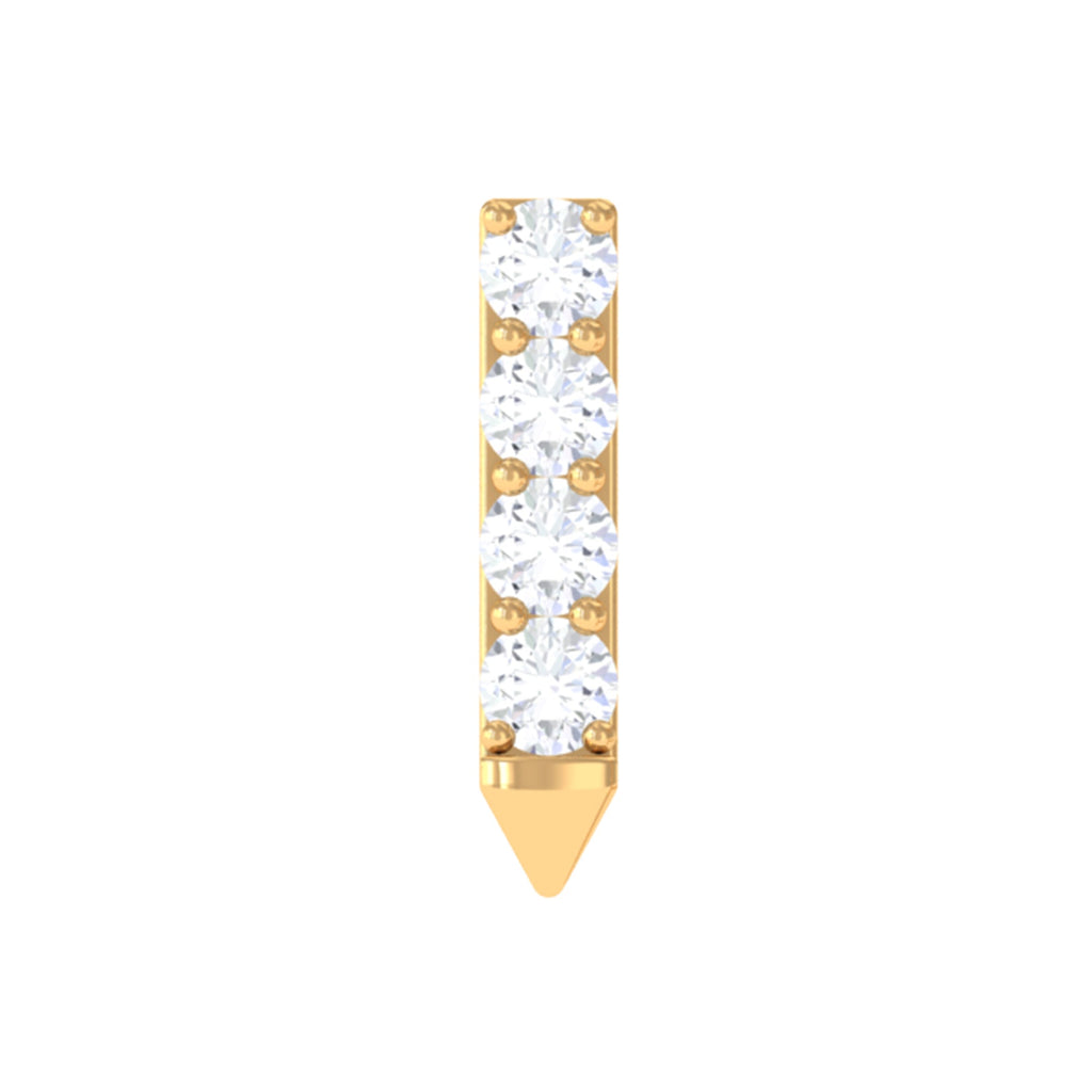 Natural Diamond Tiny Gold Bar Tragus Earring