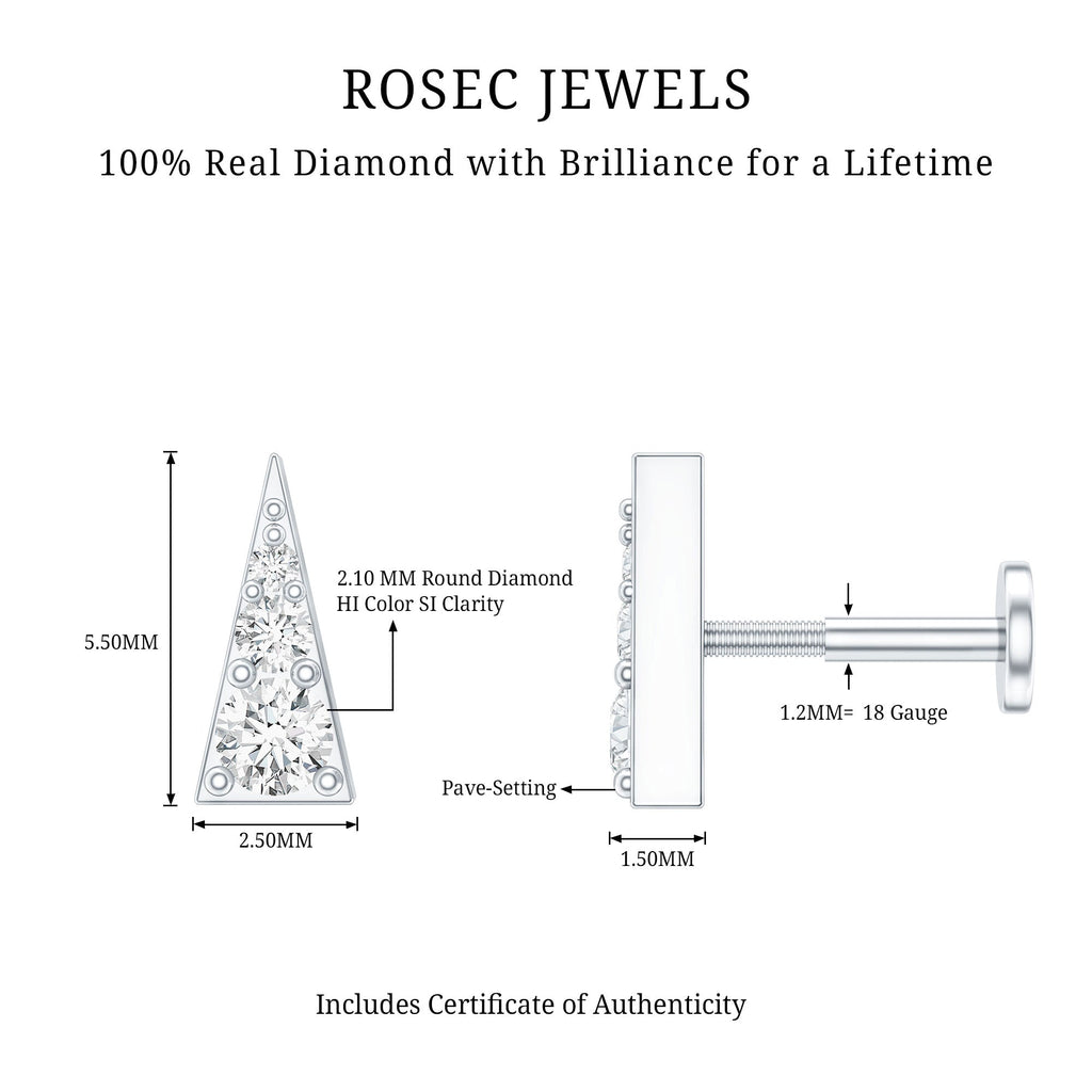Dainty Diamond Gold Triangle Tragus Earring