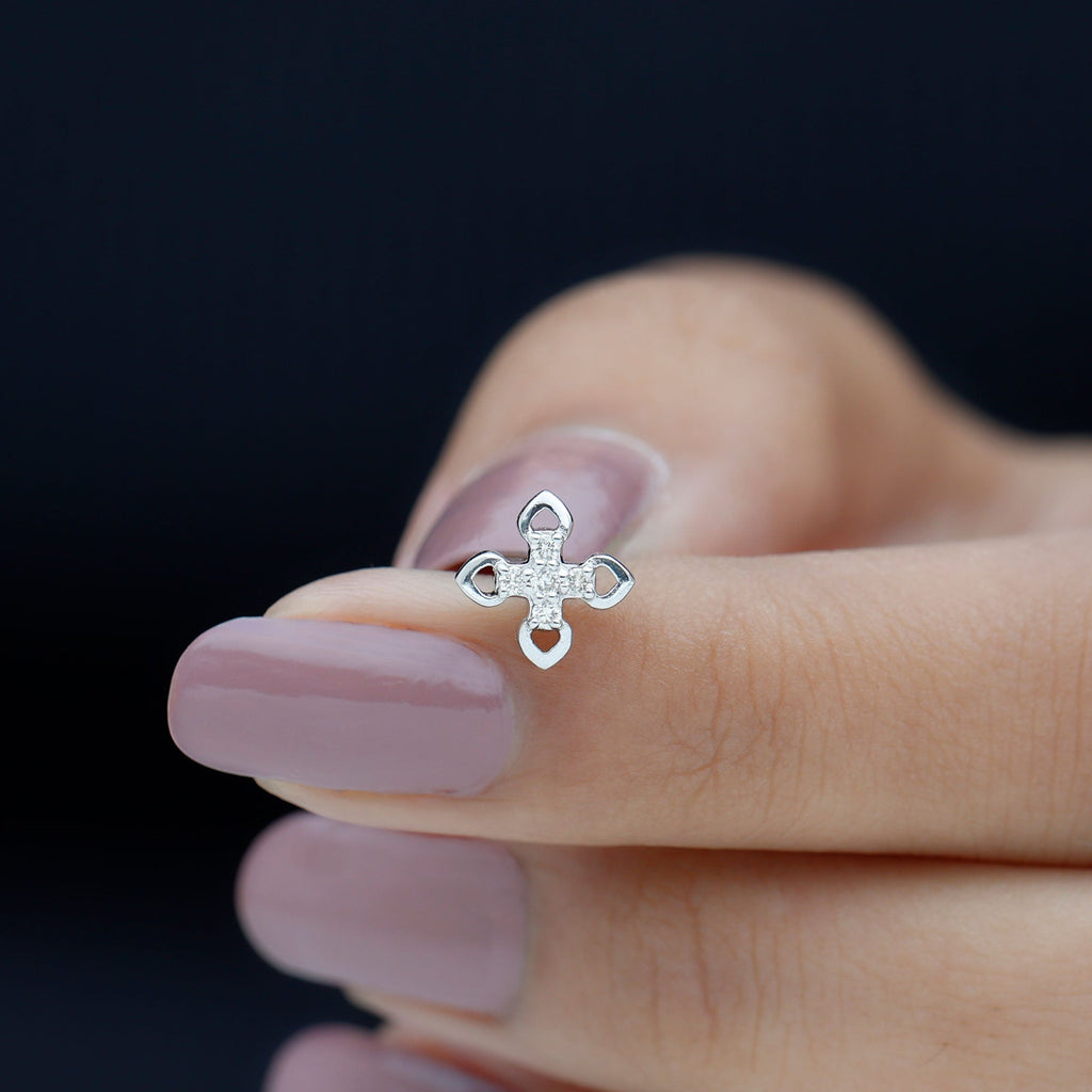 Real Diamond Floral Earring for Cartilage Piercing