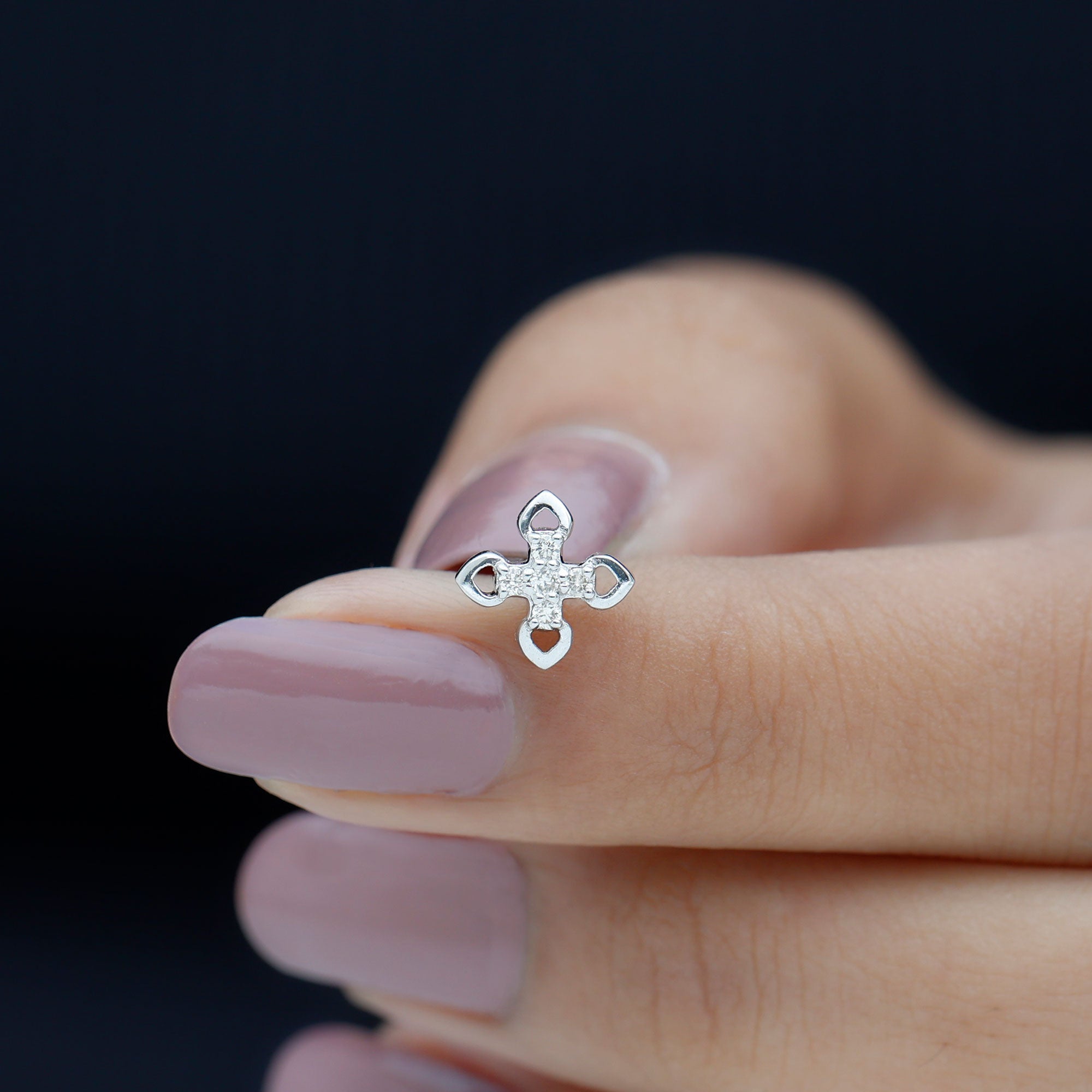 Real Diamond Floral Earring for Cartilage Piercing