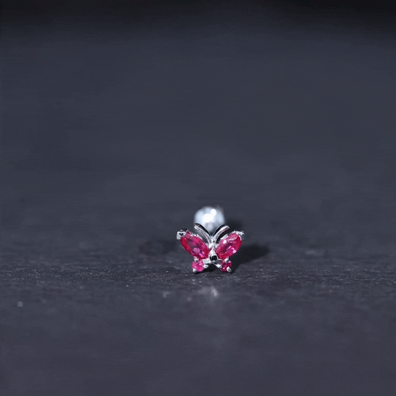 Real Marquise Cut Ruby Cute Butterfly Conch Earring