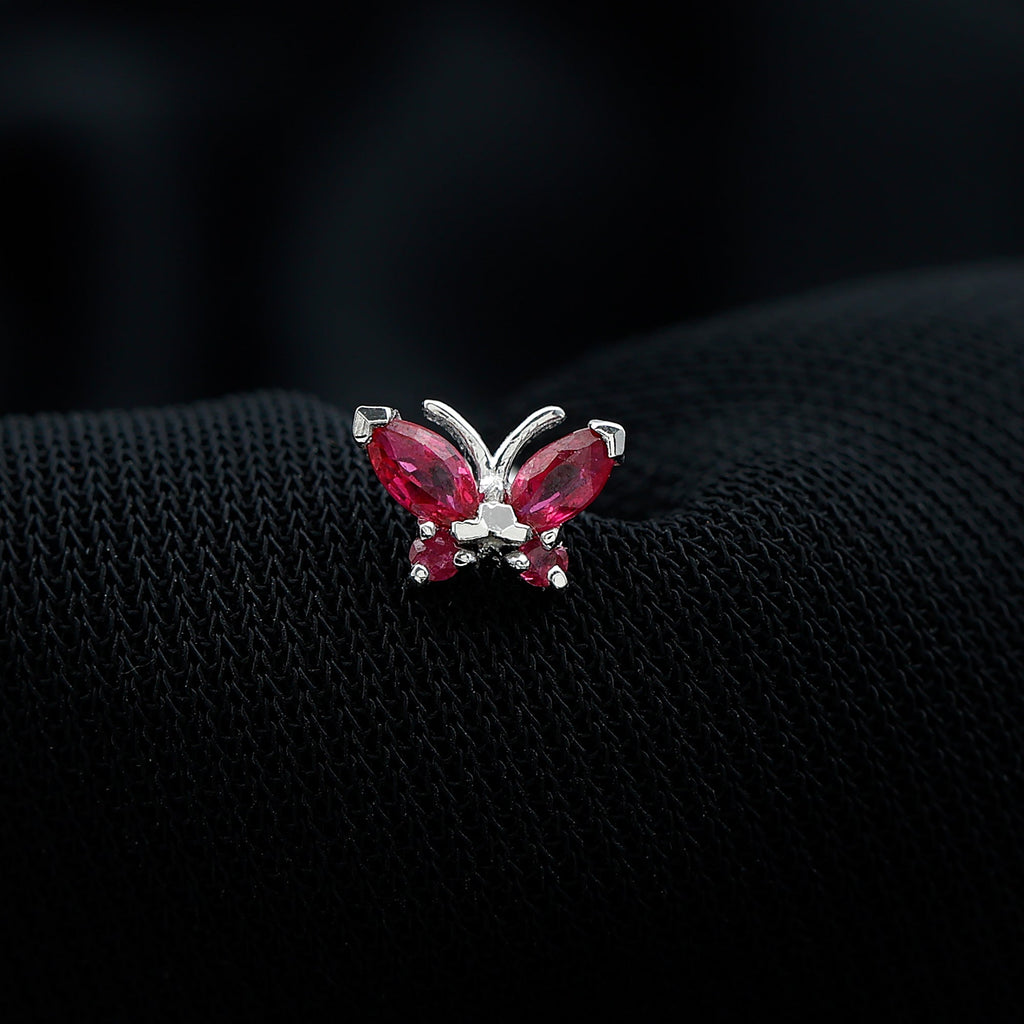Real Marquise Cut Ruby Cute Butterfly Conch Earring