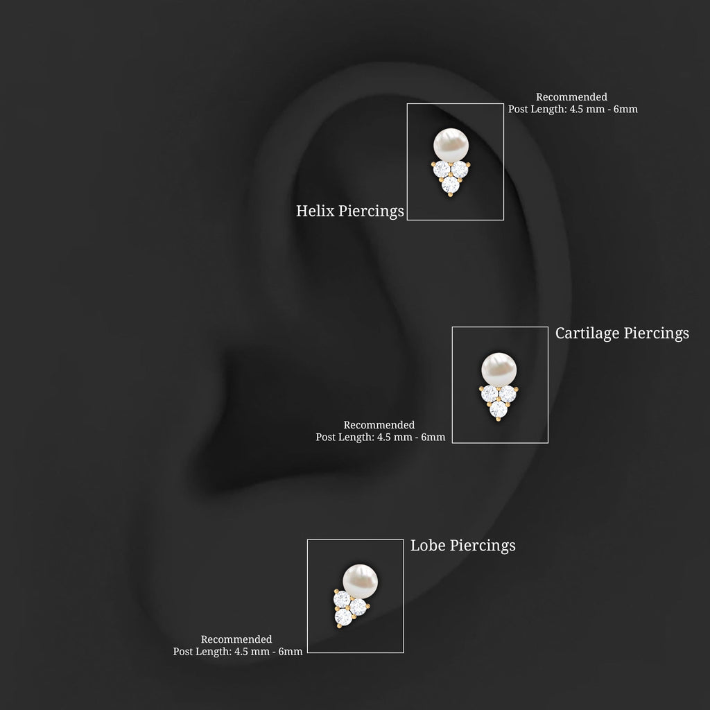 Minimal Freshwater Pearl and Moissanite Tragus Earring