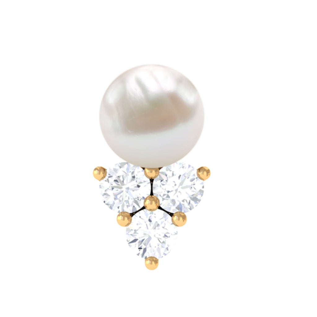 Minimal Freshwater Pearl and Moissanite Tragus Earring