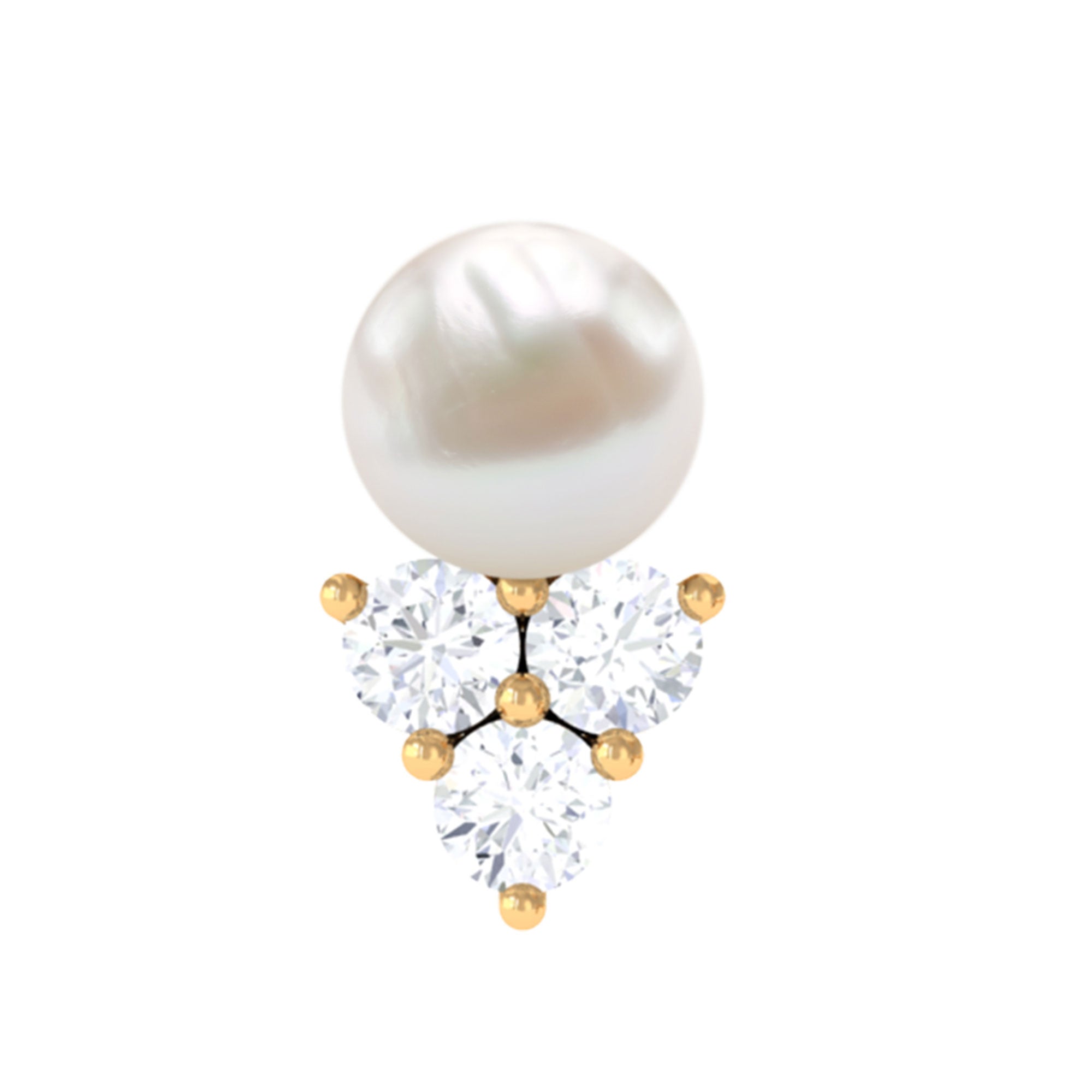 Minimal Freshwater Pearl and Moissanite Tragus Earring