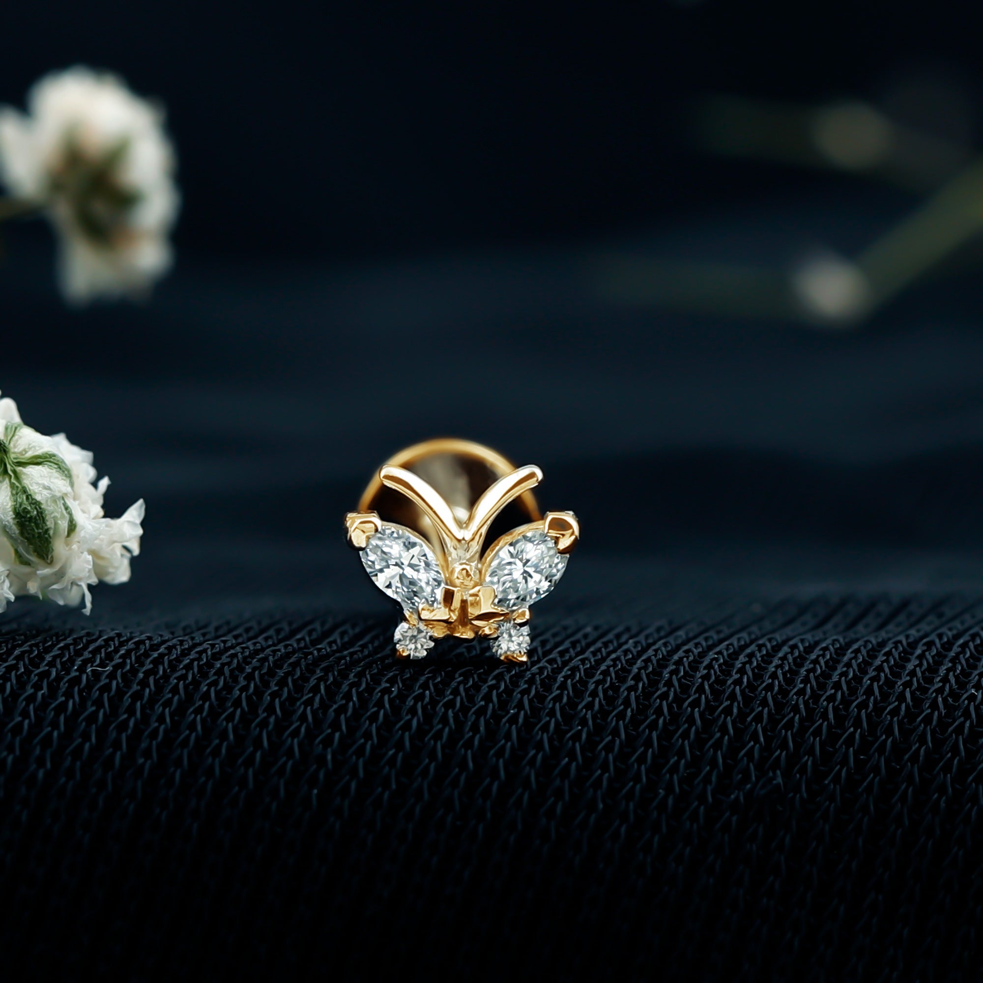 Marquise Moissanite Butterfly Cartilage Earring