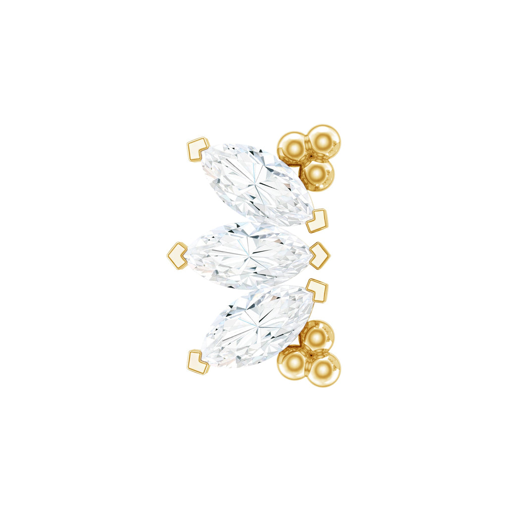 Marquise Diamond 3 Stone Crawler Earring