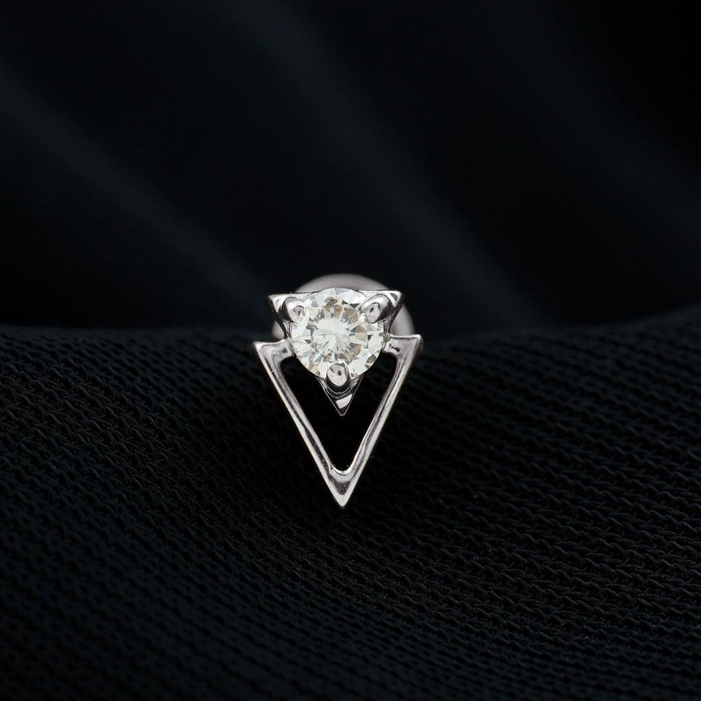 Certified Moissanite Triangle Tragus Earring