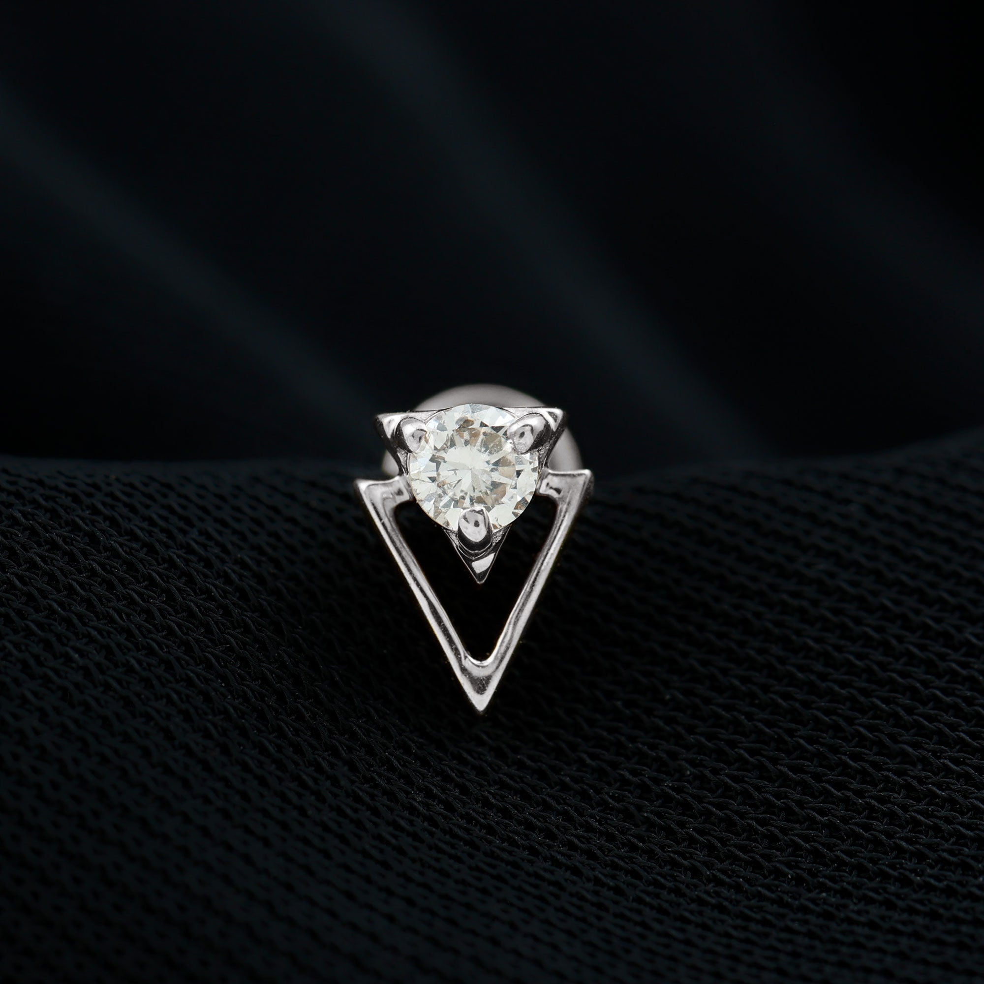Certified Moissanite Triangle Tragus Earring