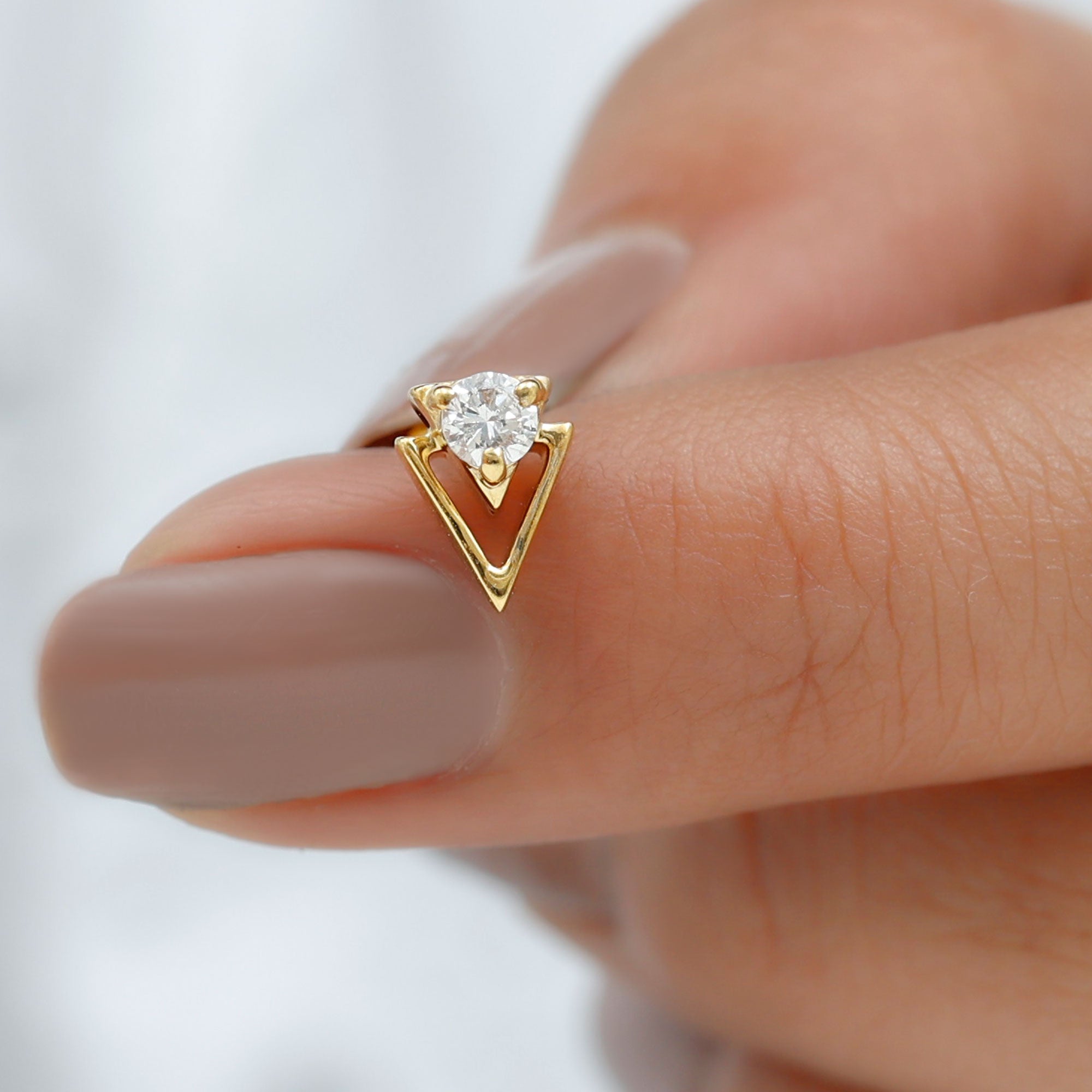 Certified Moissanite Triangle Tragus Earring