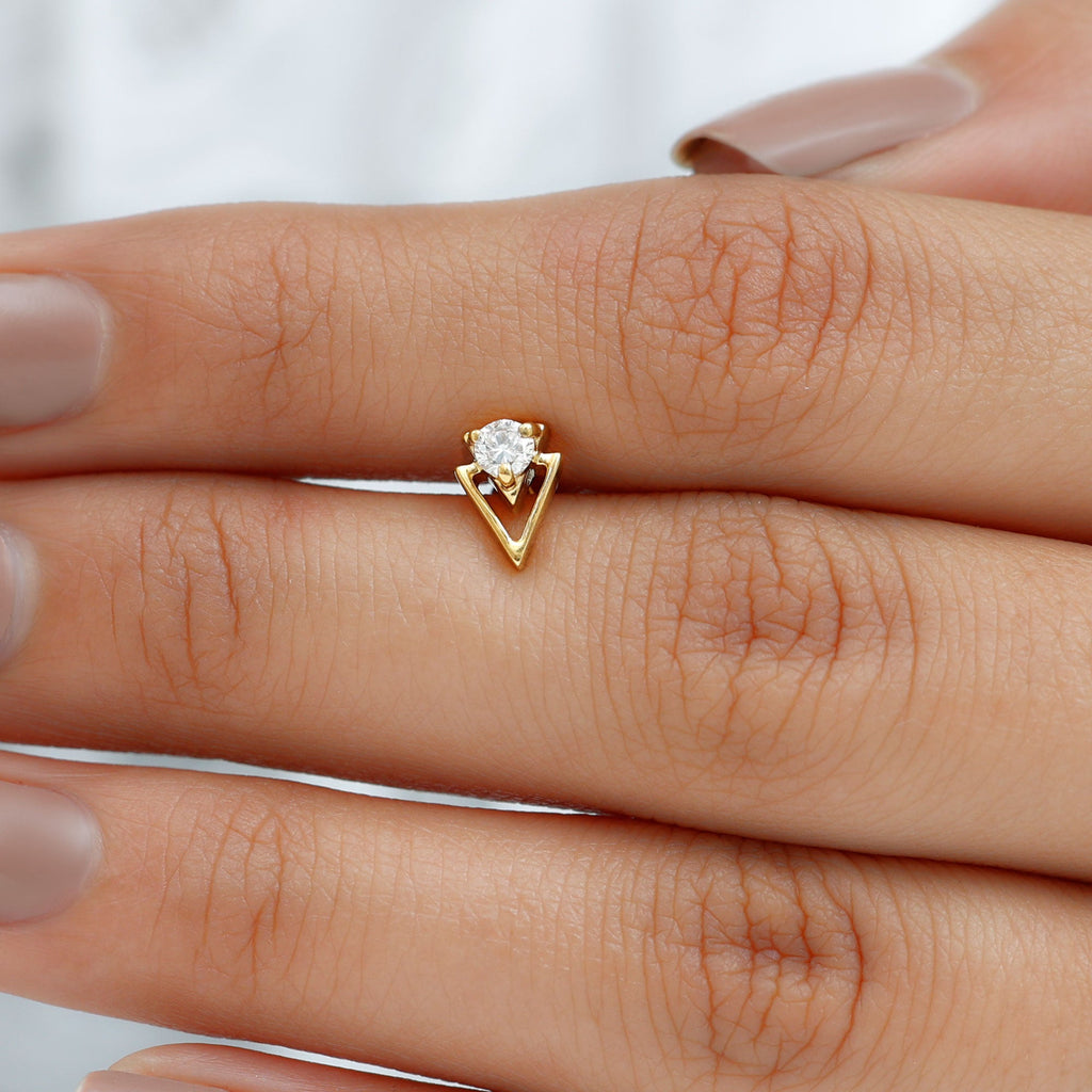 Certified Moissanite Triangle Tragus Earring