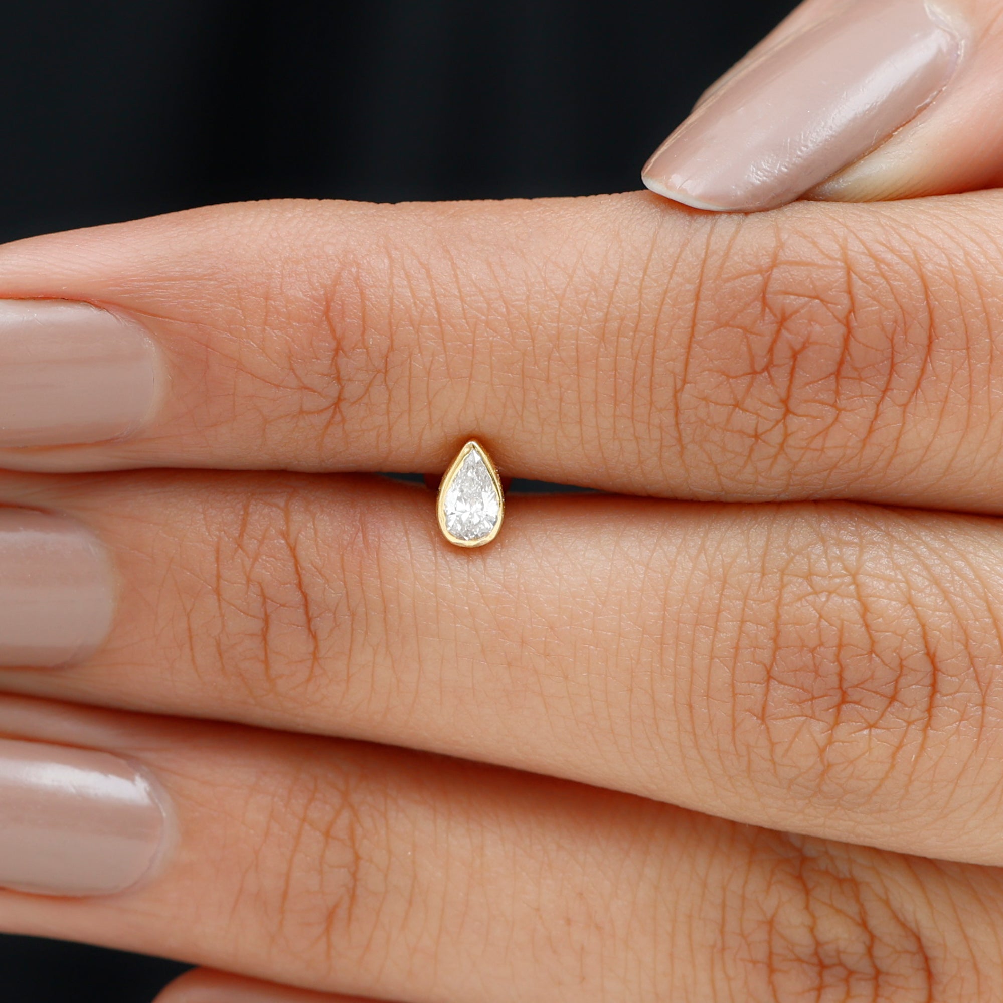 Pear Shape Diamond Solitaire Cartilage Earring