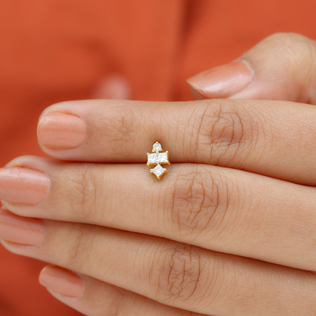 Princess Cut Diamond Helix Piercing Earring for Women