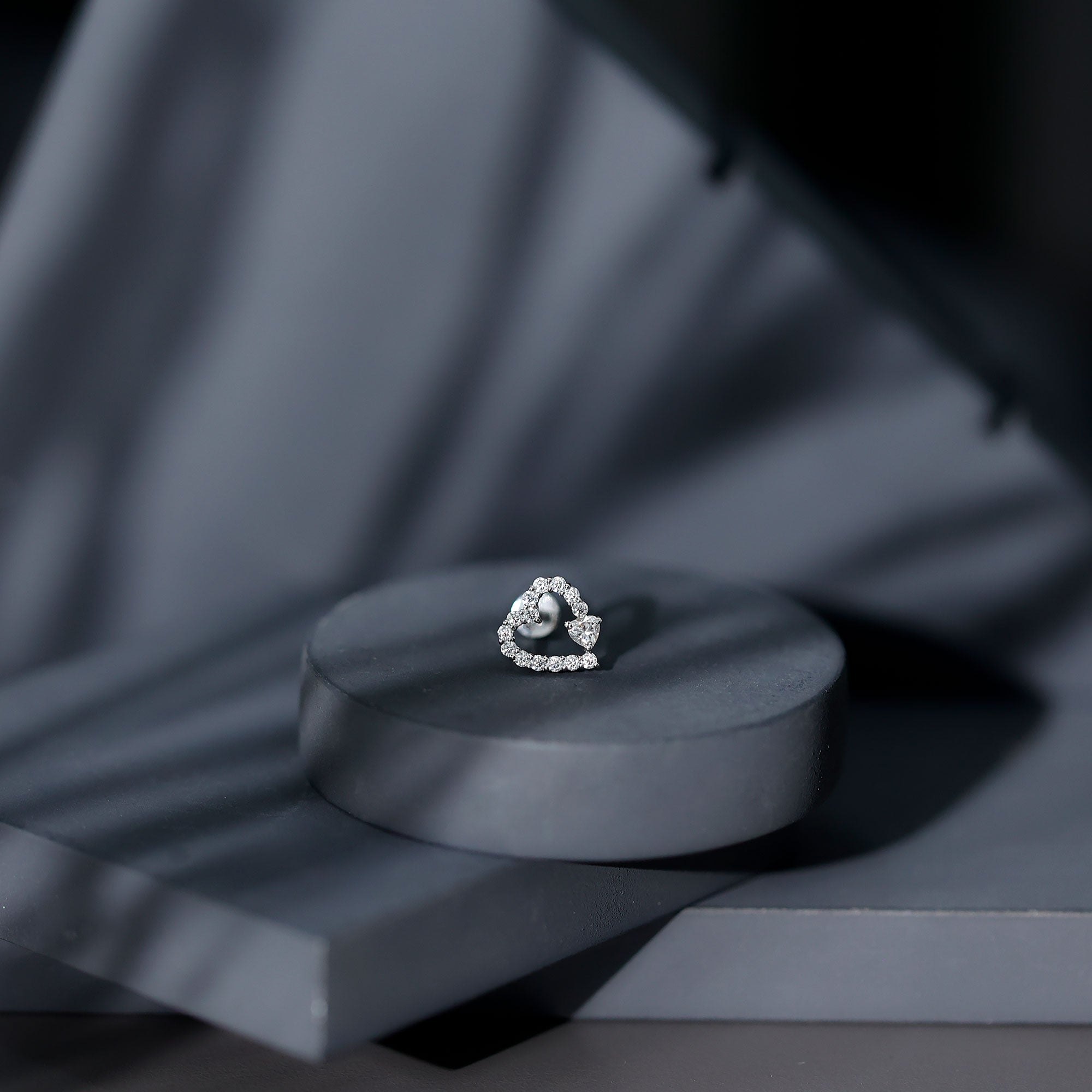 Diamond Heart Shape Cartilage Earring
