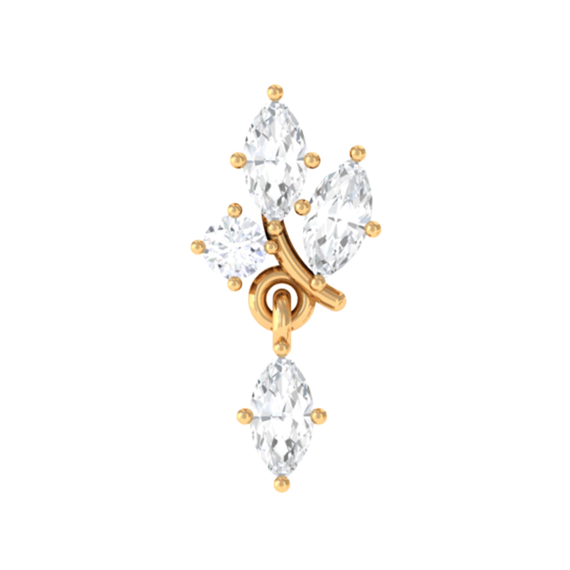 Marquise Moissanite Gold Cartilage Dangle Earring