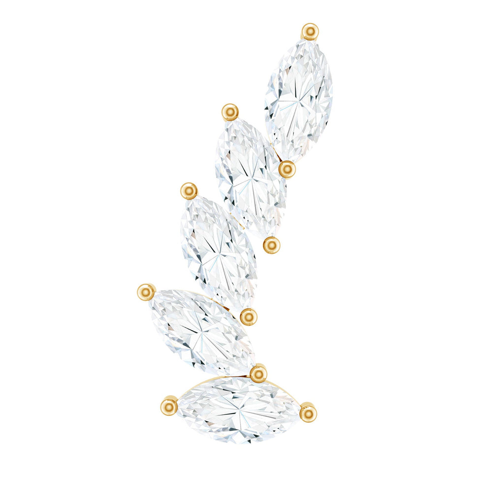 Marquise Moissanite Curved Helix Ear Crawler Earring