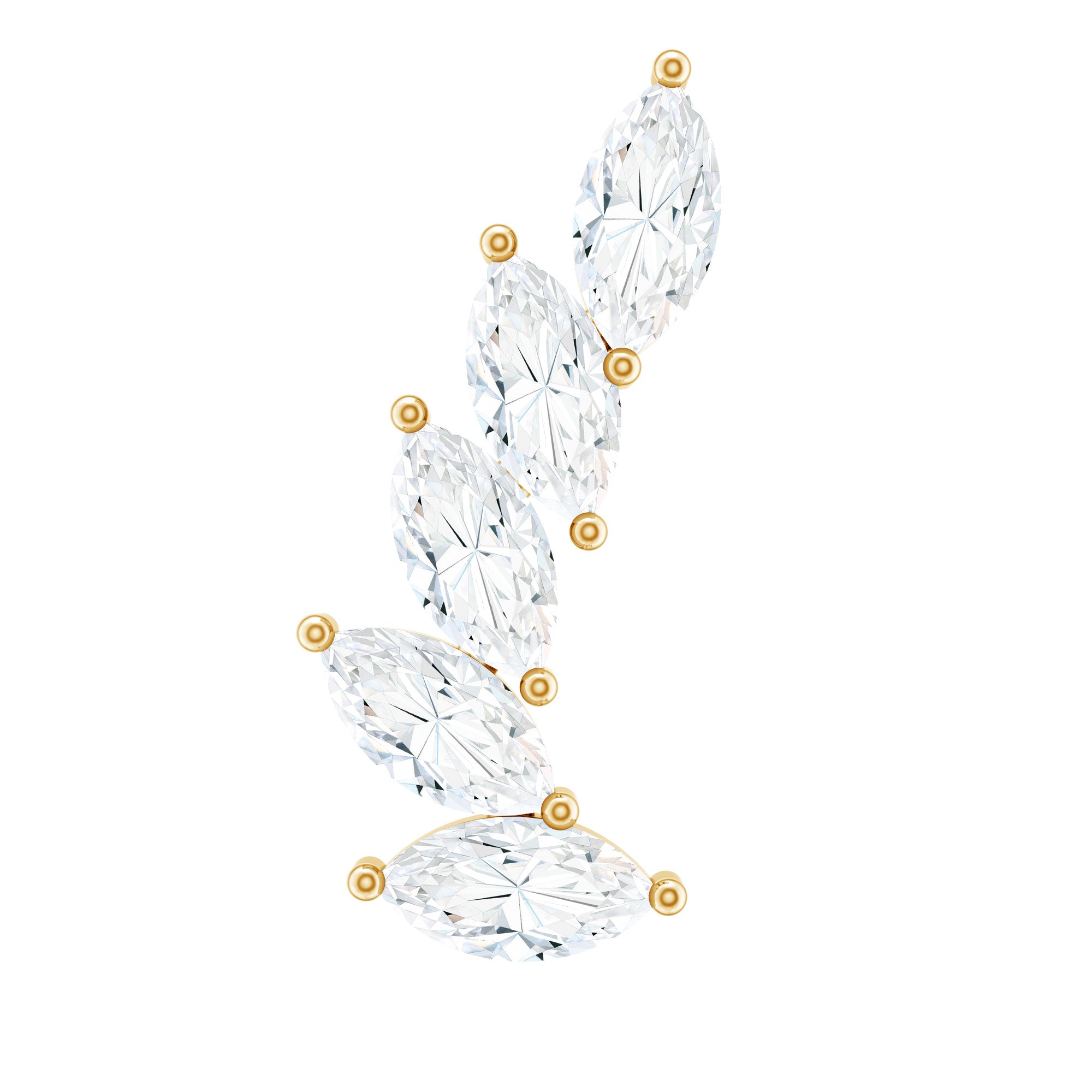 Marquise Moissanite Curved Helix Ear Crawler Earring