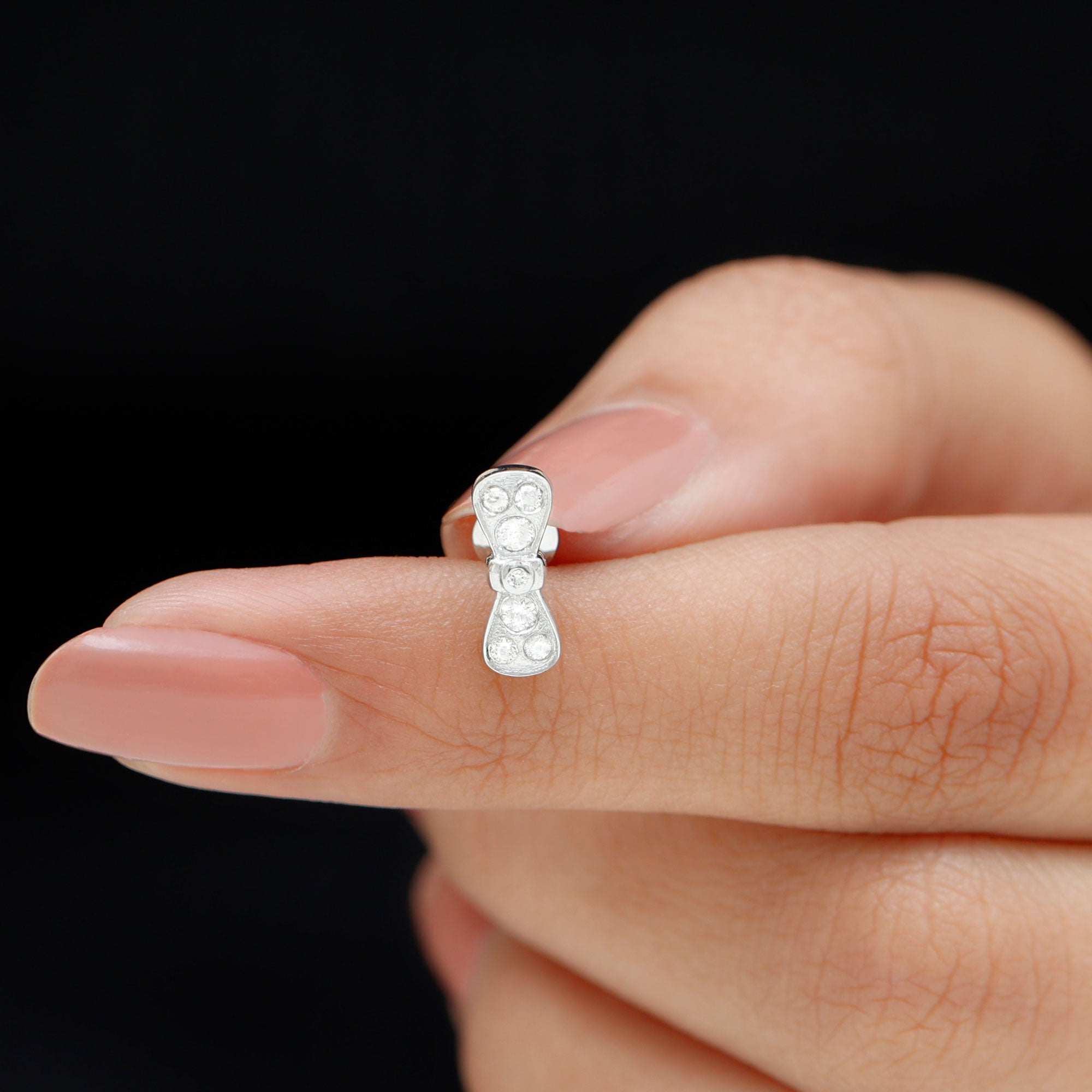 Moissanite Cute Bow Cartilage Earring with Certificate