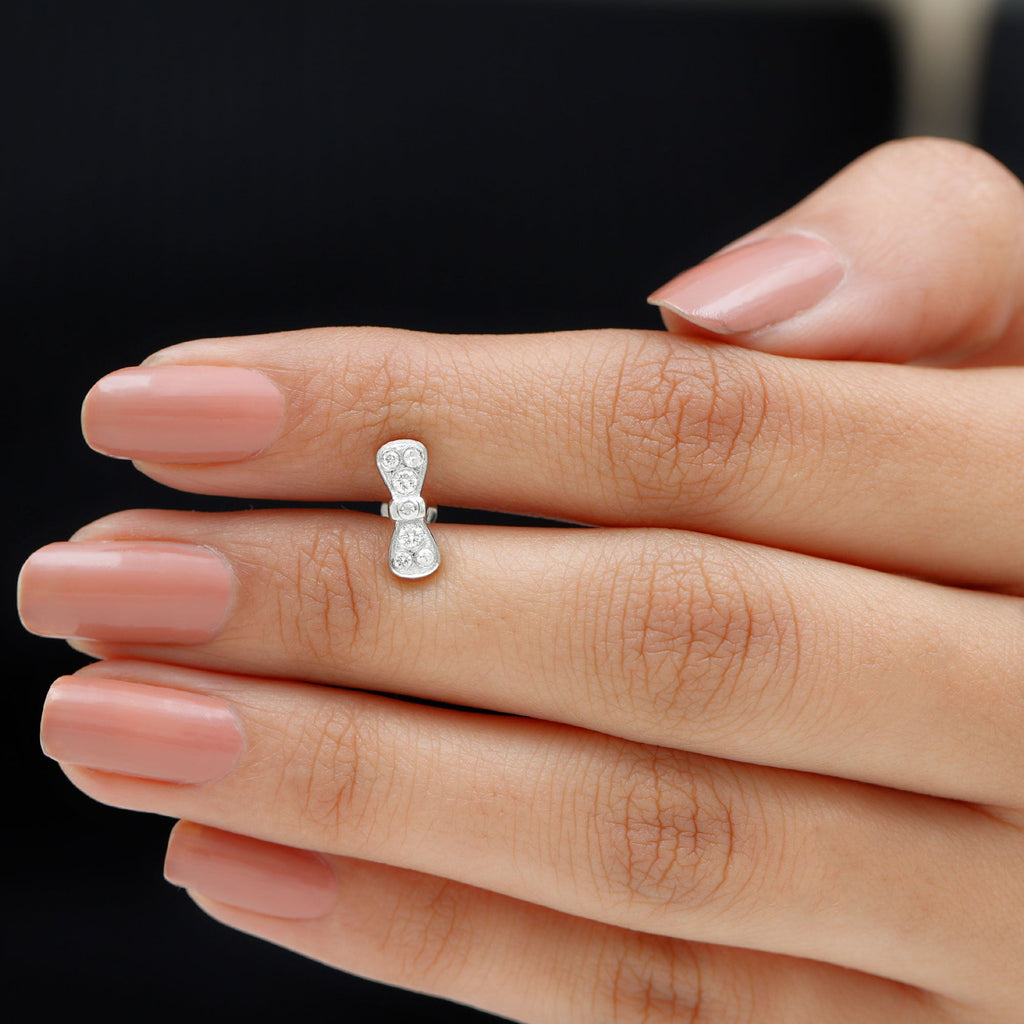 Moissanite Cute Bow Cartilage Earring with Certificate