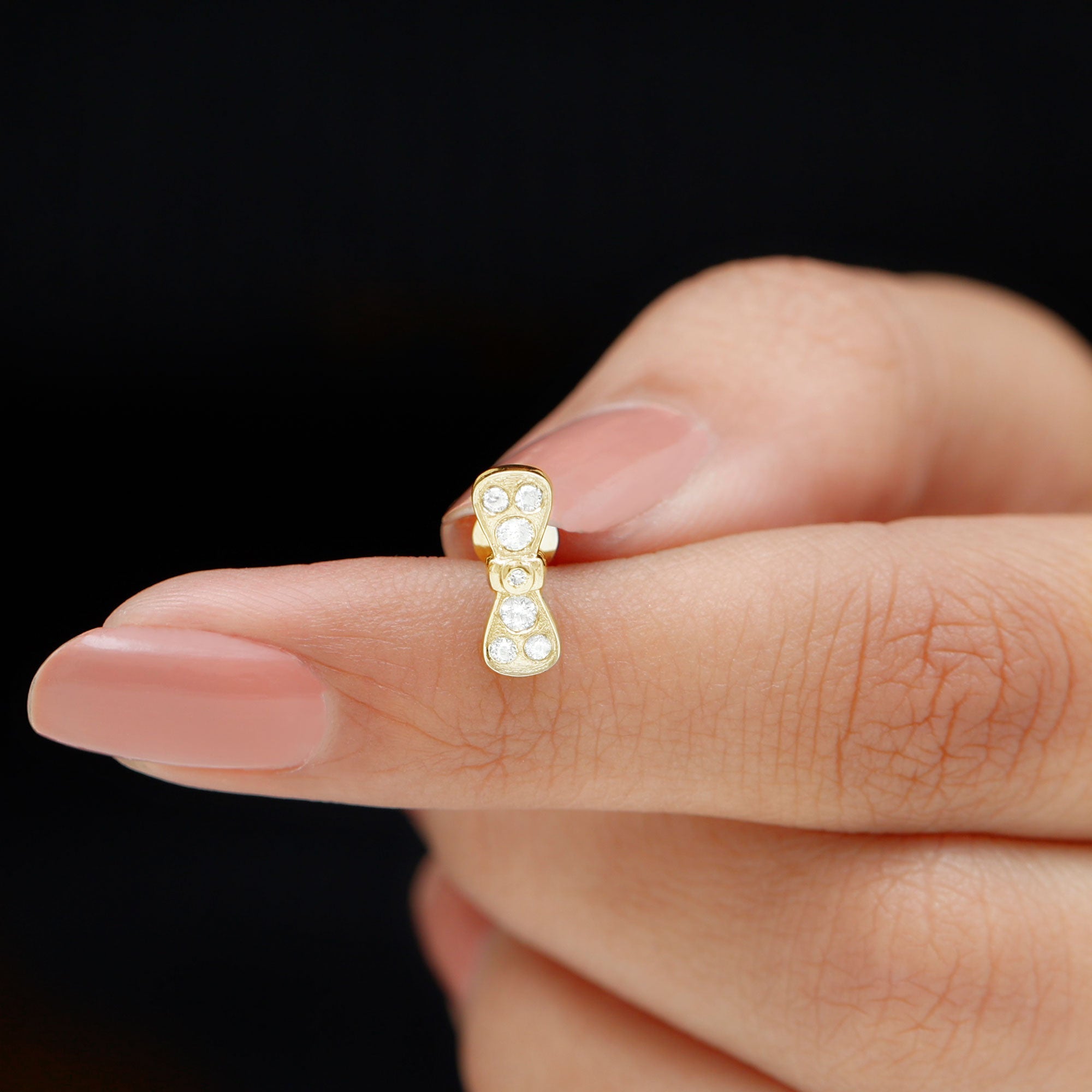 Moissanite Cute Bow Cartilage Earring with Certificate