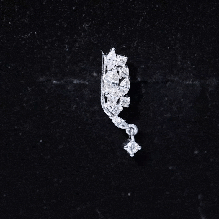 Unique Moissanite Wing Earring for Cartilage Piercing