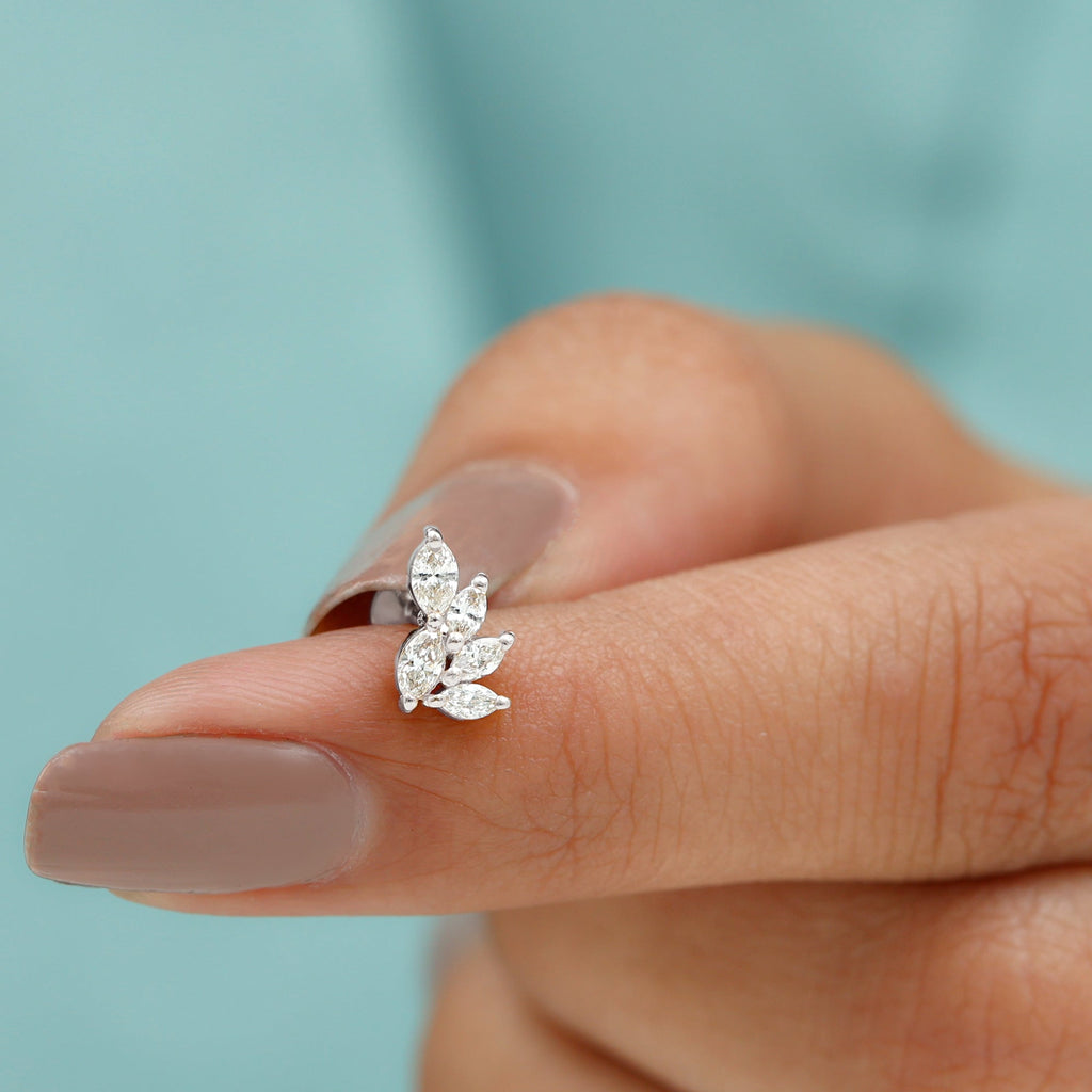 Marquise Moissanite Cluster Earring for Helix Piercing