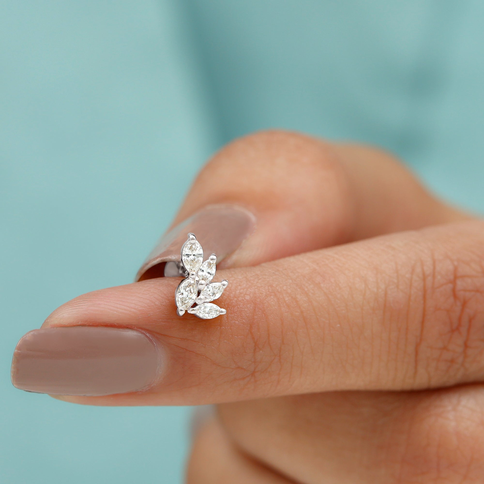 Marquise Moissanite Cluster Earring for Helix Piercing