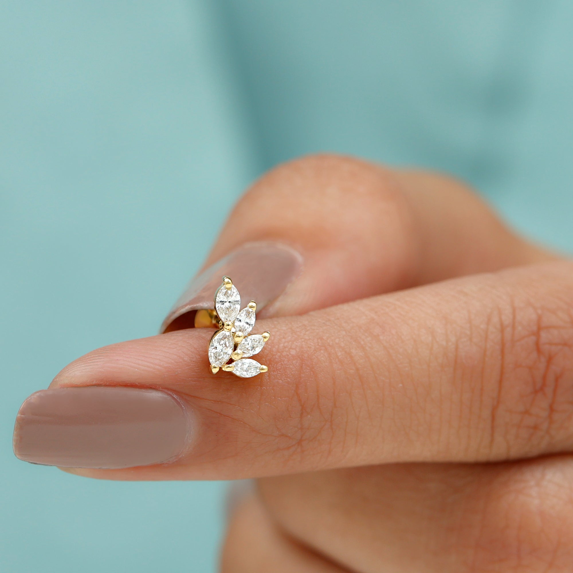 Marquise Moissanite Cluster Earring for Helix Piercing