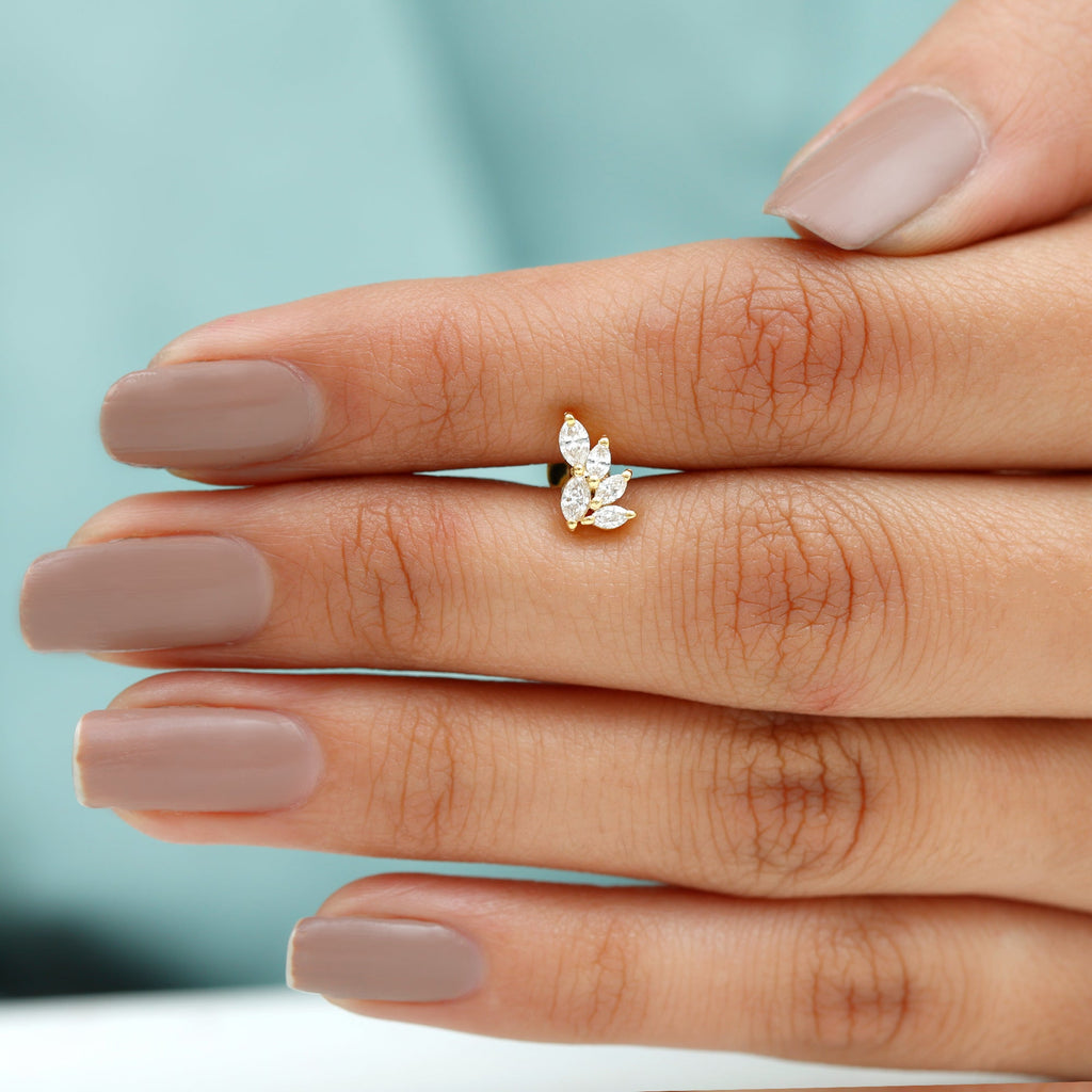 Marquise Moissanite Cluster Earring for Helix Piercing