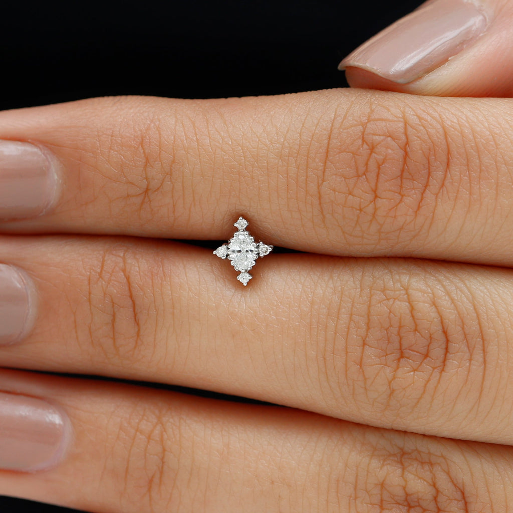 Vintage Inspired Moissanite Oval Conch Earring
