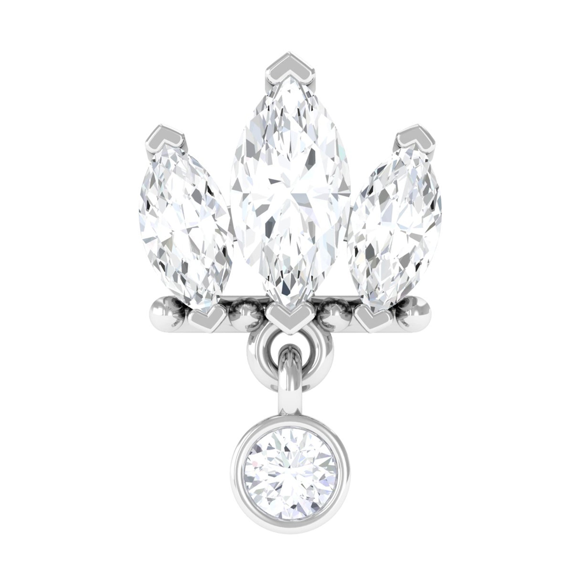 1/4 CT Marquise Moissanite Stud Drop Earring for Helix Piercing