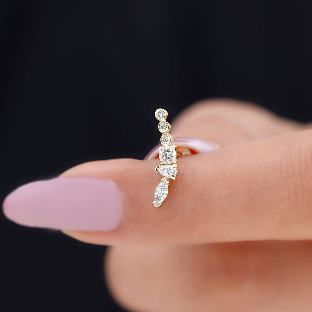 Certified Moissanite Designer Crawler Earring