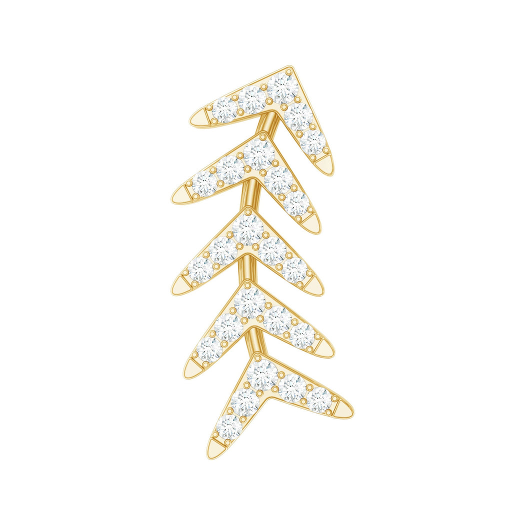 Certified Moissanite Leaf Crawler Earring for Helix Piercing